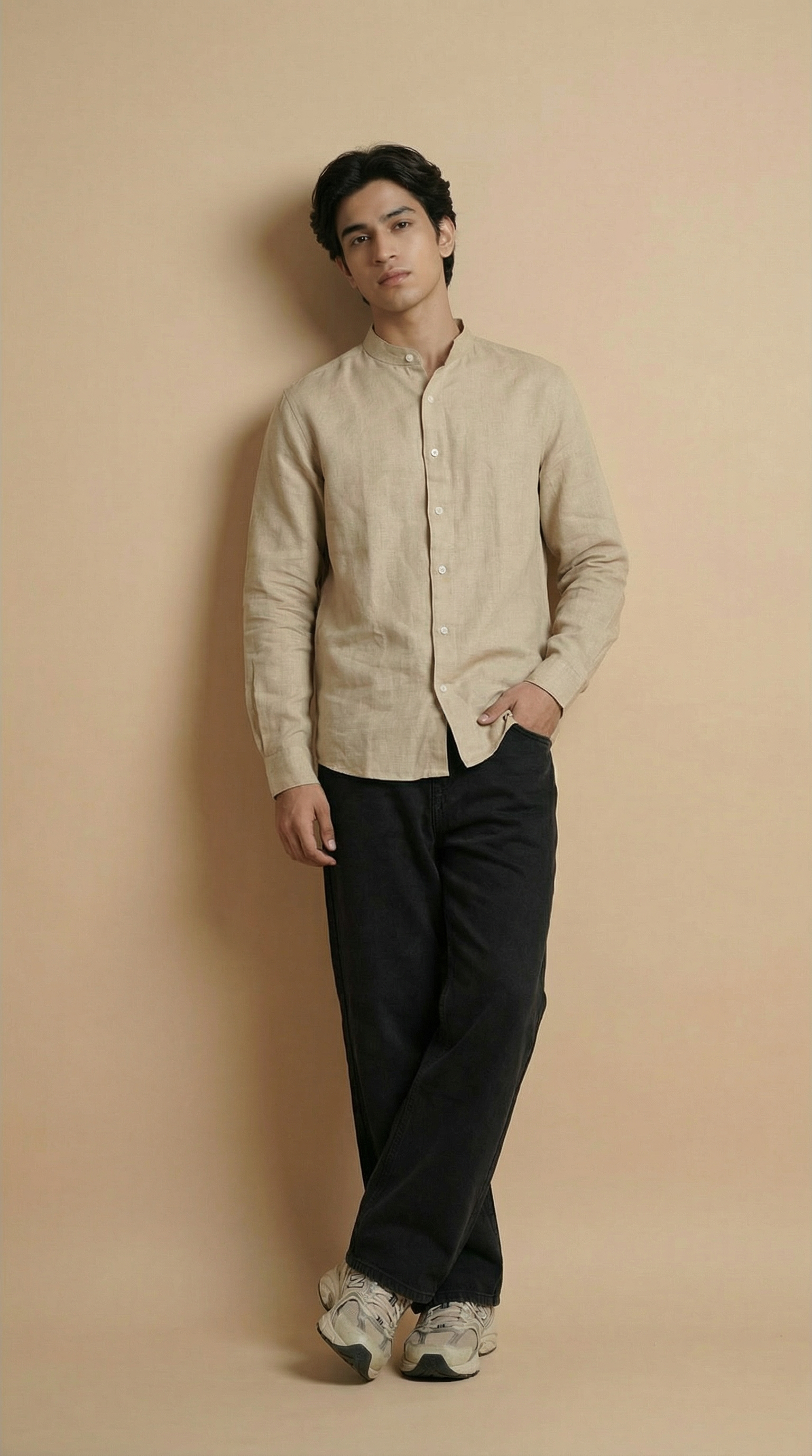 Regular Chinese Collar Shirt | Premium Jute Cotton Minimal Shirt for Men