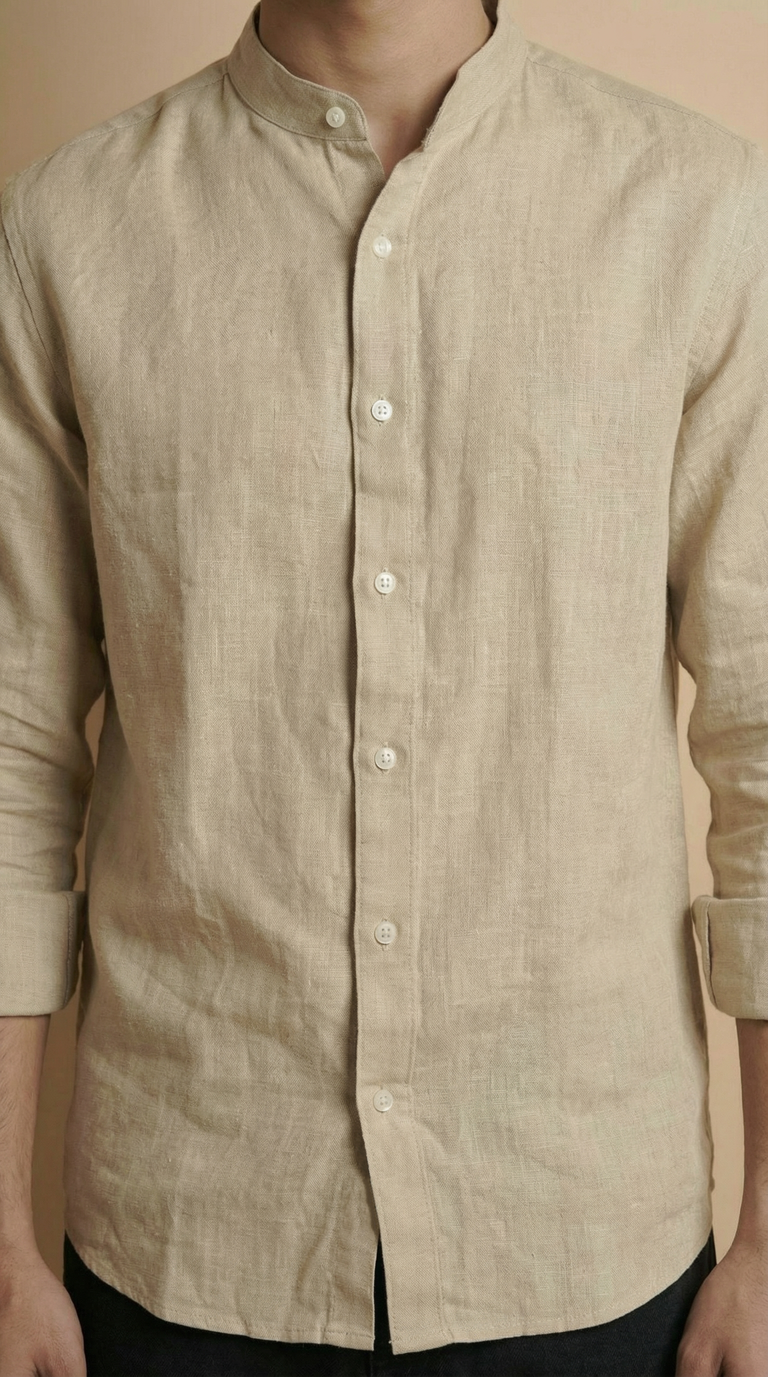 Regular Chinese Collar Shirt | Premium Jute Cotton Minimal Shirt for Men