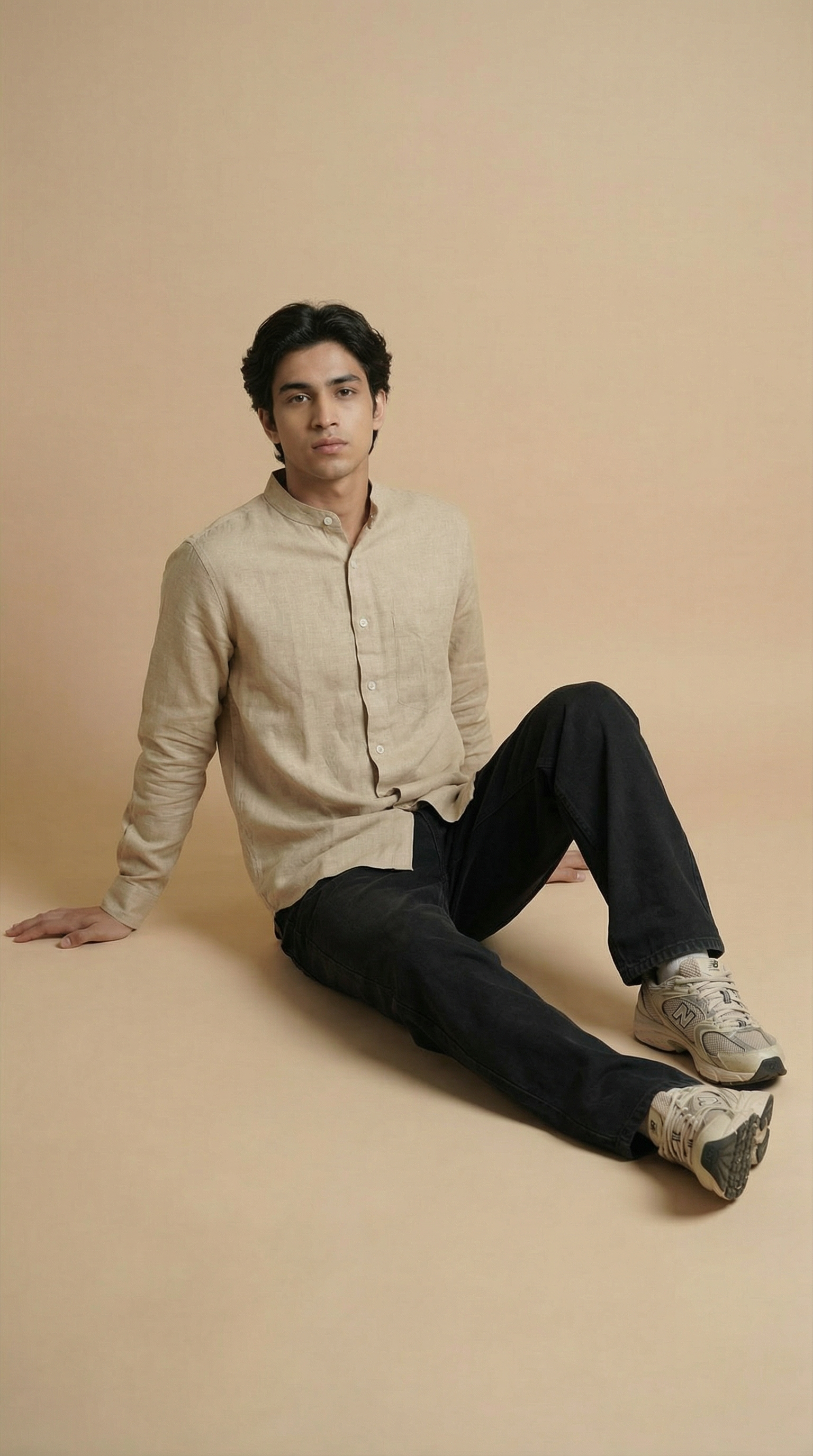 Regular Chinese Collar Shirt | Premium Jute Cotton Minimal Shirt for Men