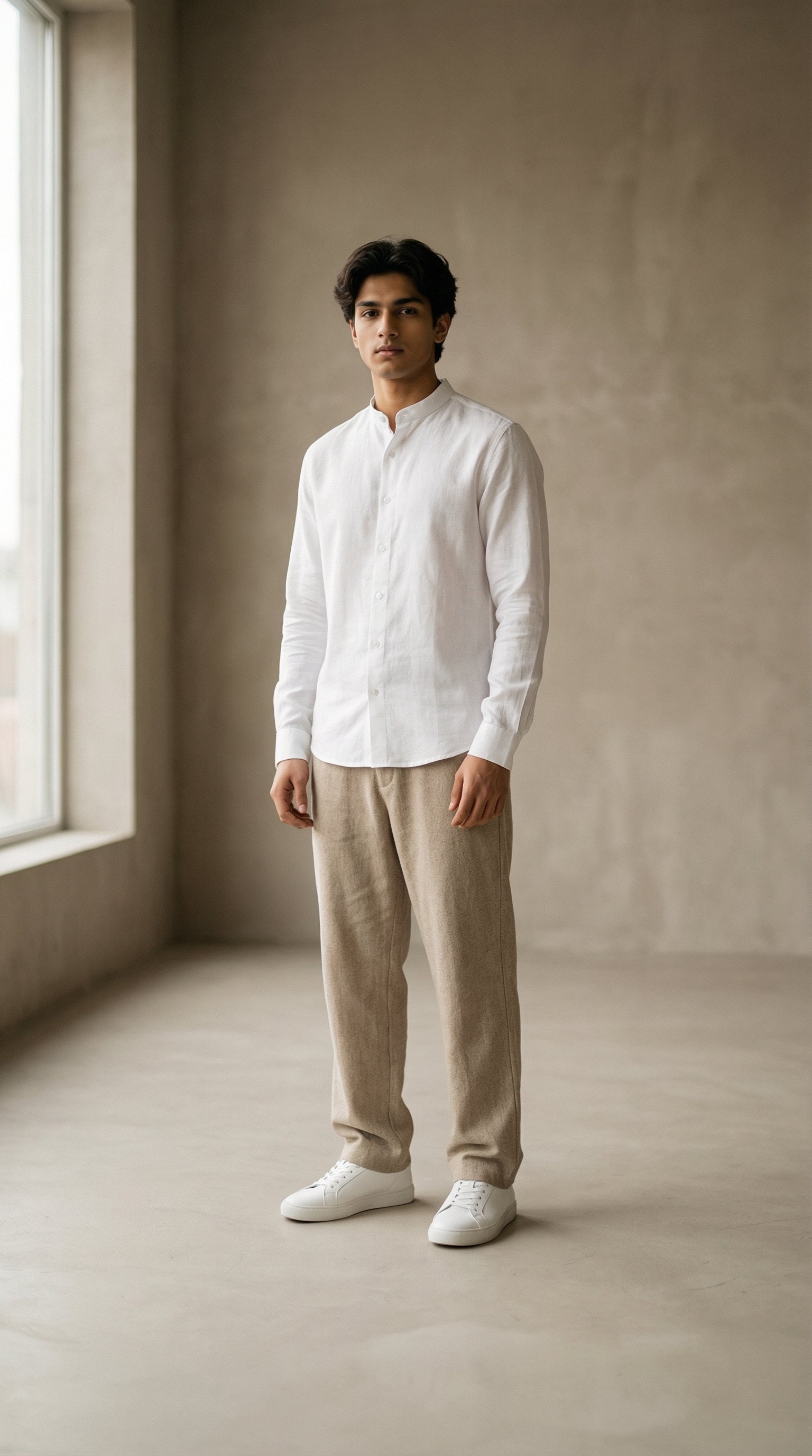 Regular Chinese Collar Shirt | Premium Jute Cotton Minimal Shirt for Men