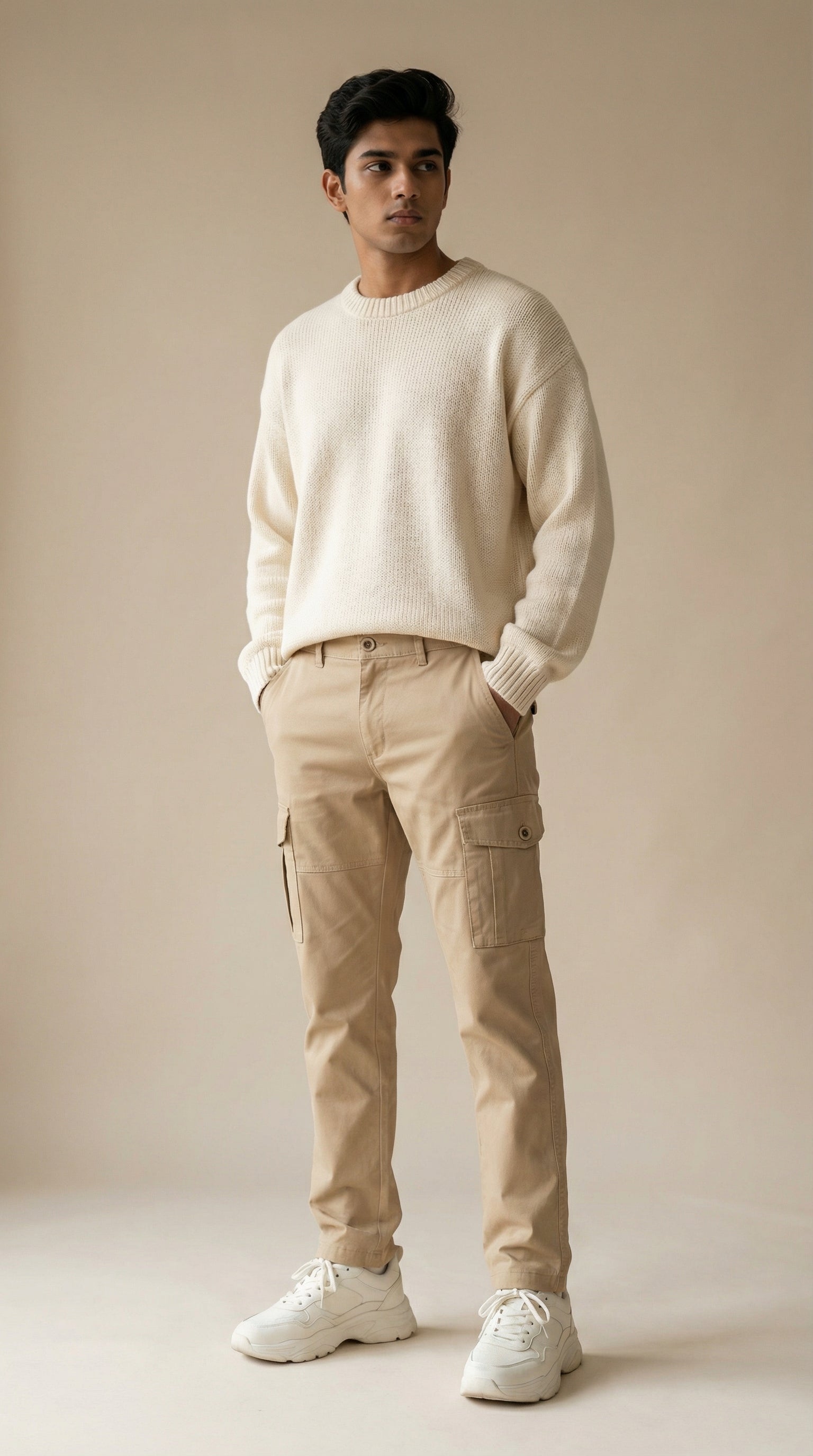 Men Regular Fit Cargo Pants in Cotton Twill – 6 Pocket Casual Utility Wear