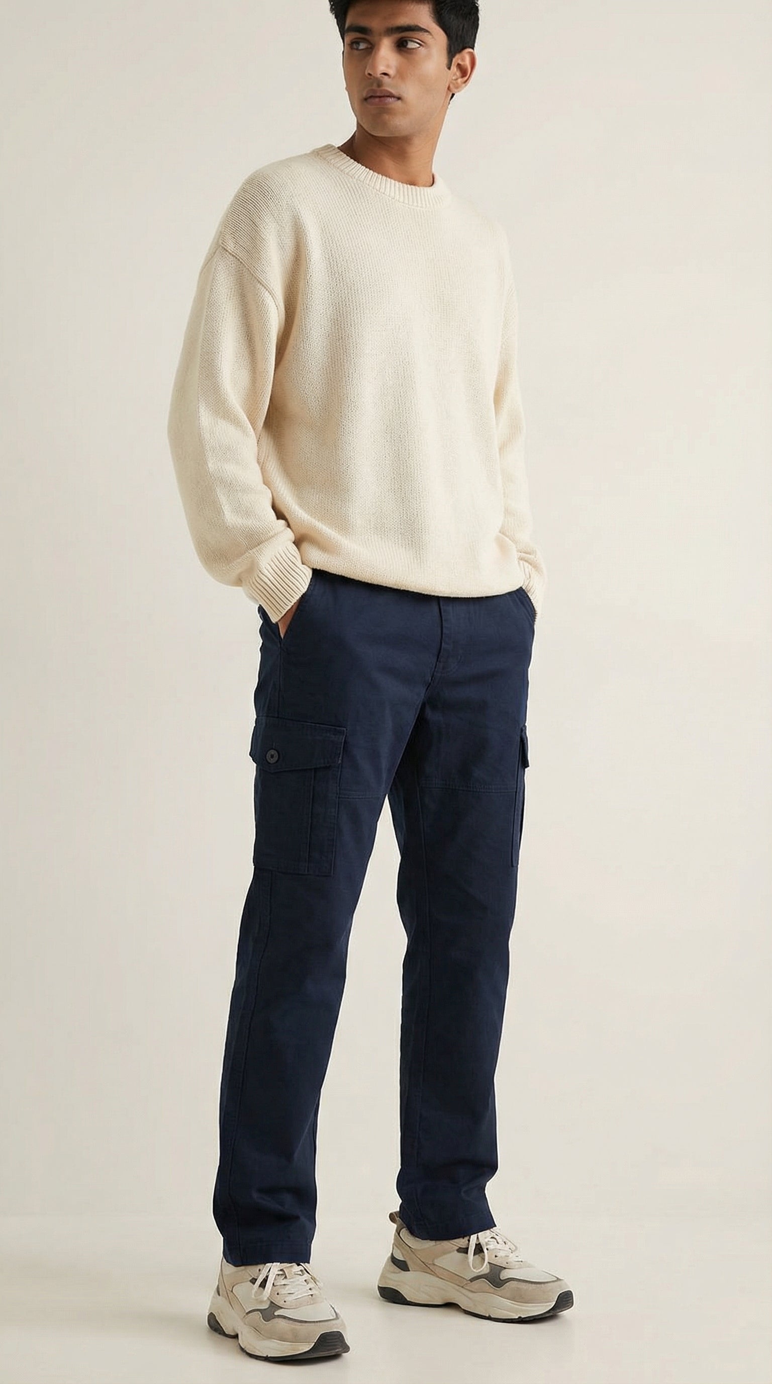 Men Regular Fit Cargo Pants in Cotton Twill – 6 Pocket Casual Utility Wear