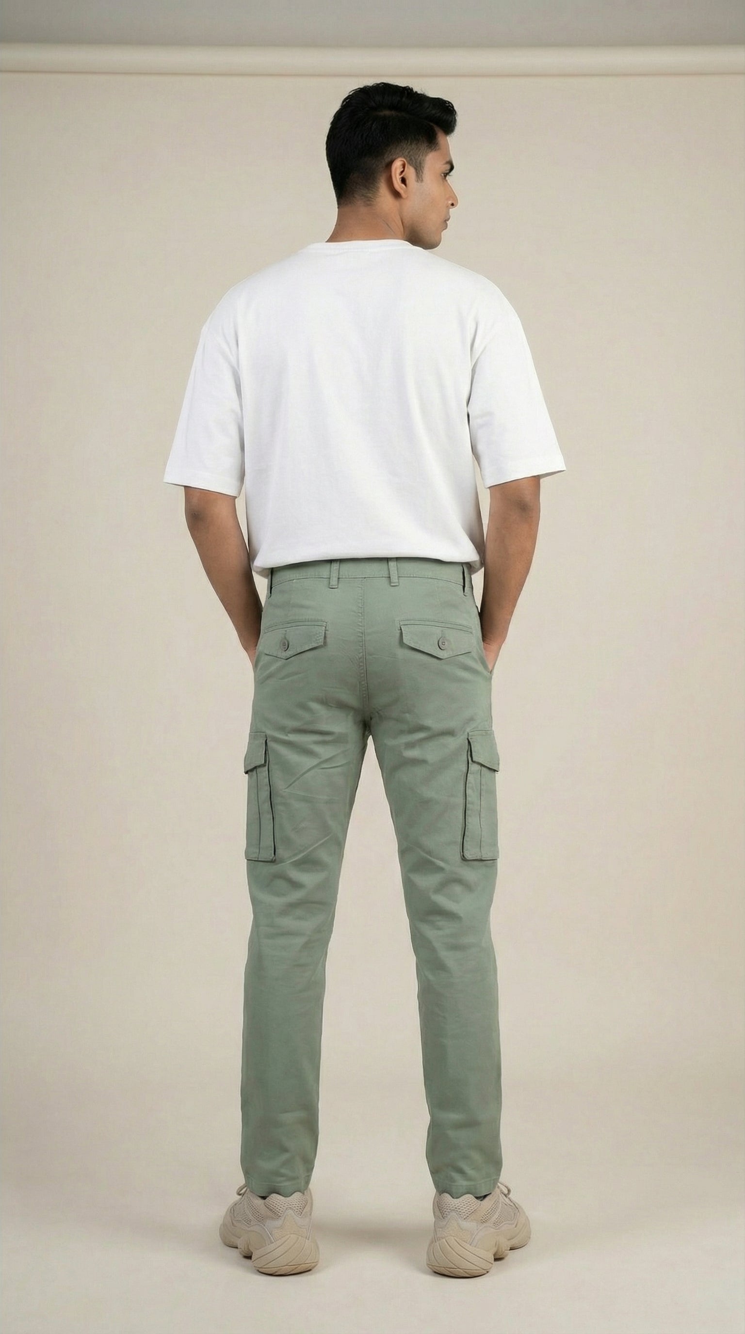 Men Regular Fit Cargo Pants in Cotton Twill – 6 Pocket Casual Utility Wear