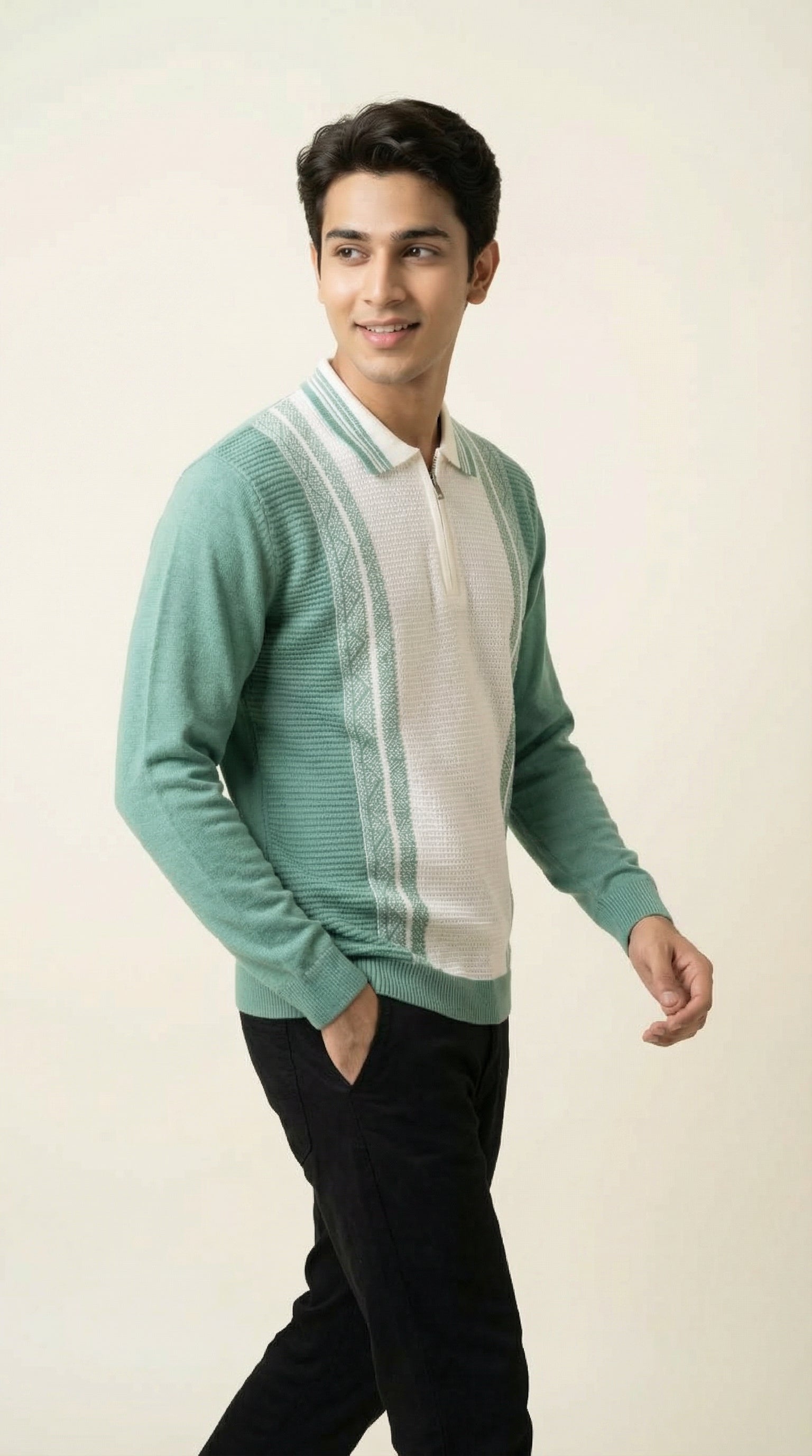 Men’s Premium Knitted Zip Polo Sweater