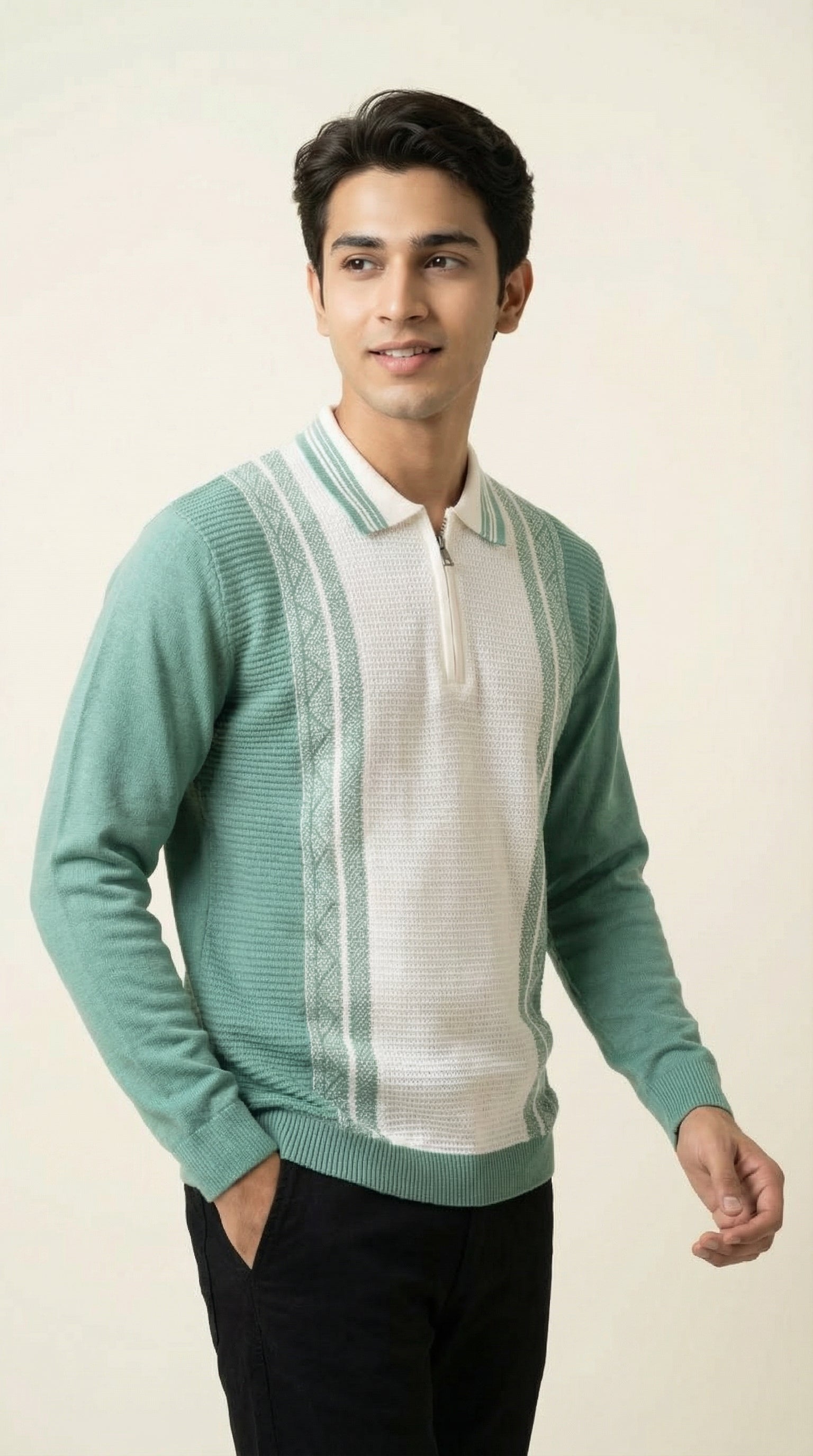 Men’s Premium Knitted Zip Polo Sweater