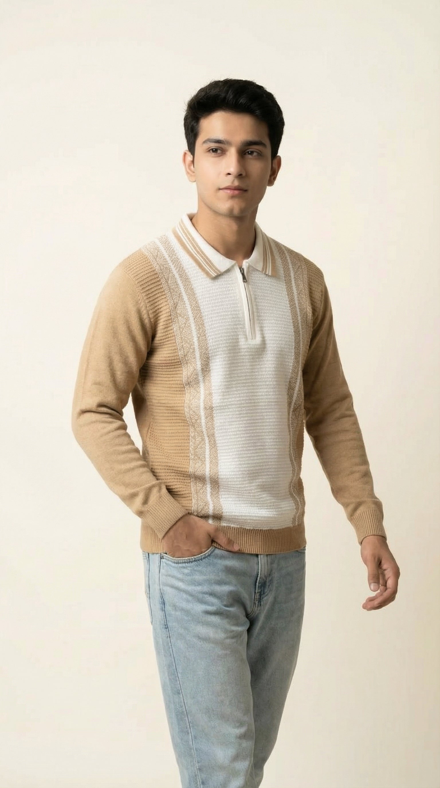 Men’s Premium Knitted Zip Polo Sweater