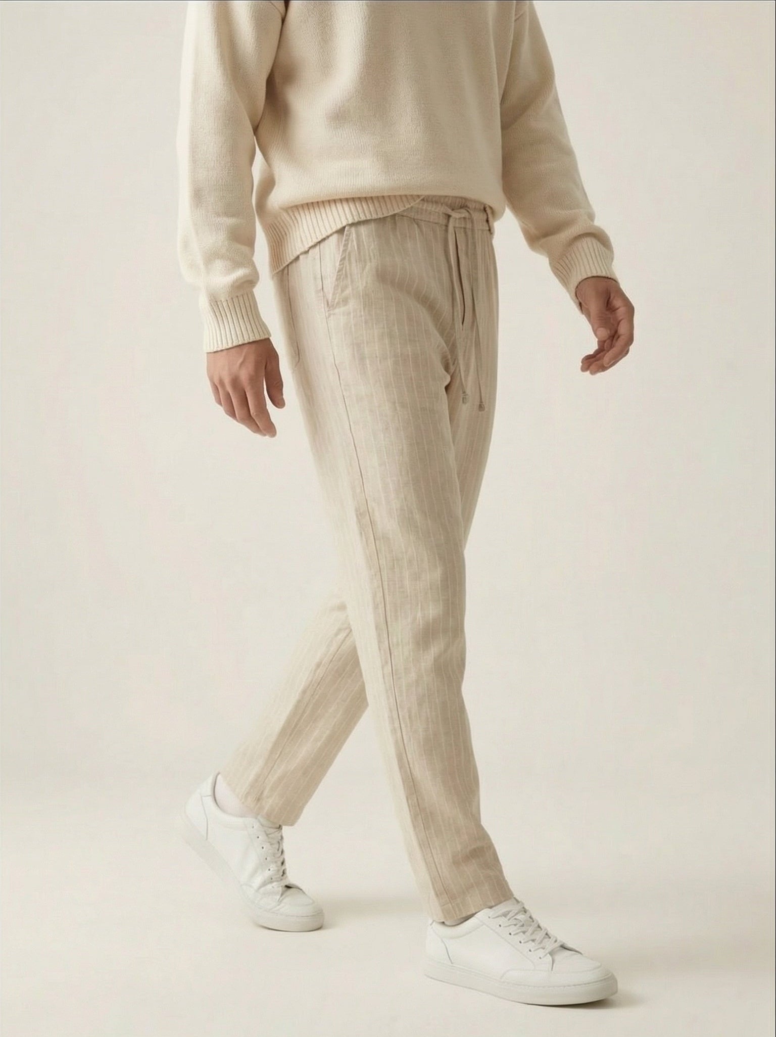 Linen Drawstring Pants | Premium Relaxed-Fit Cotton Linen Trousers for Men