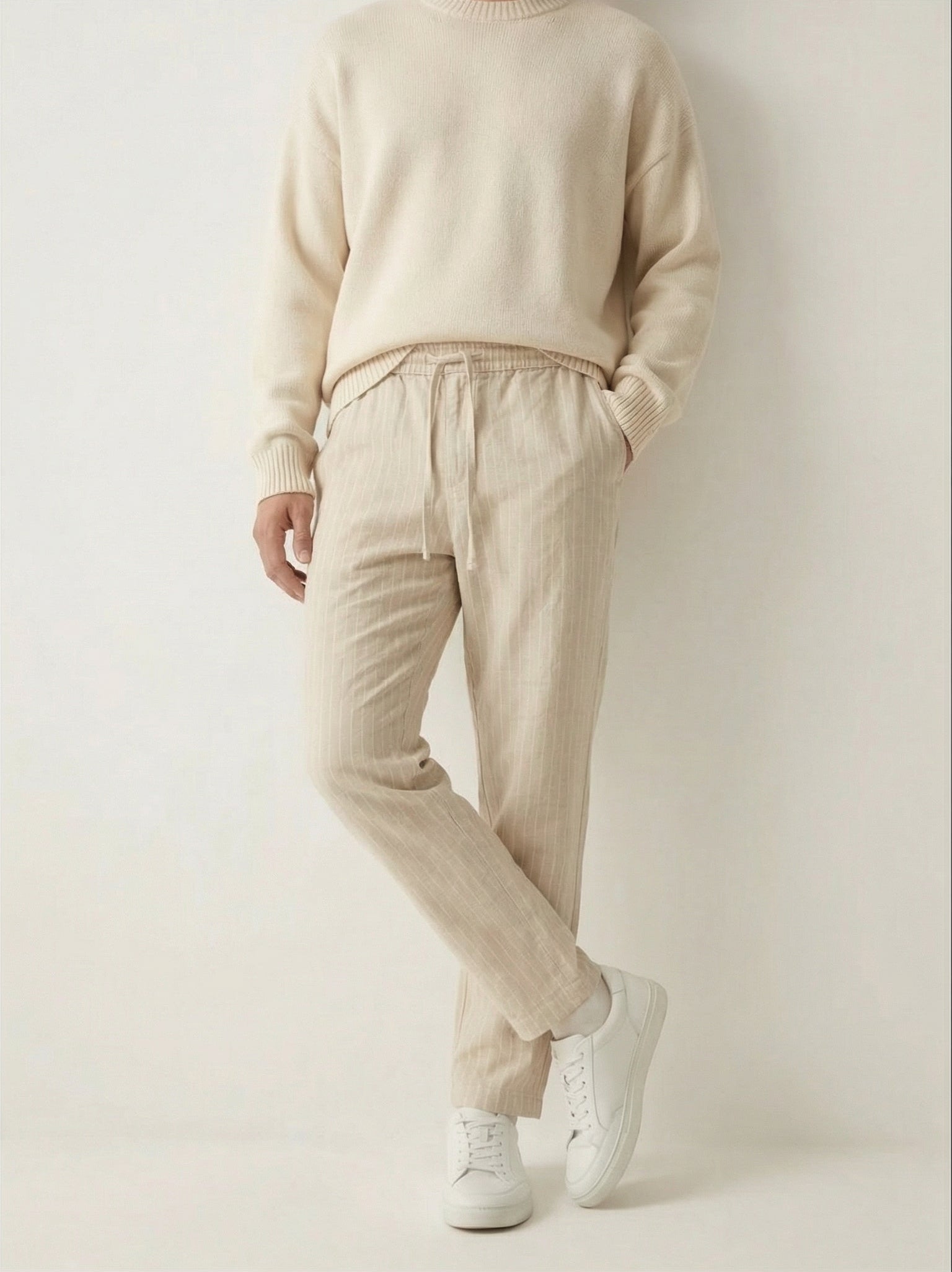 Linen Drawstring Pants | Premium Relaxed-Fit Cotton Linen Trousers for Men