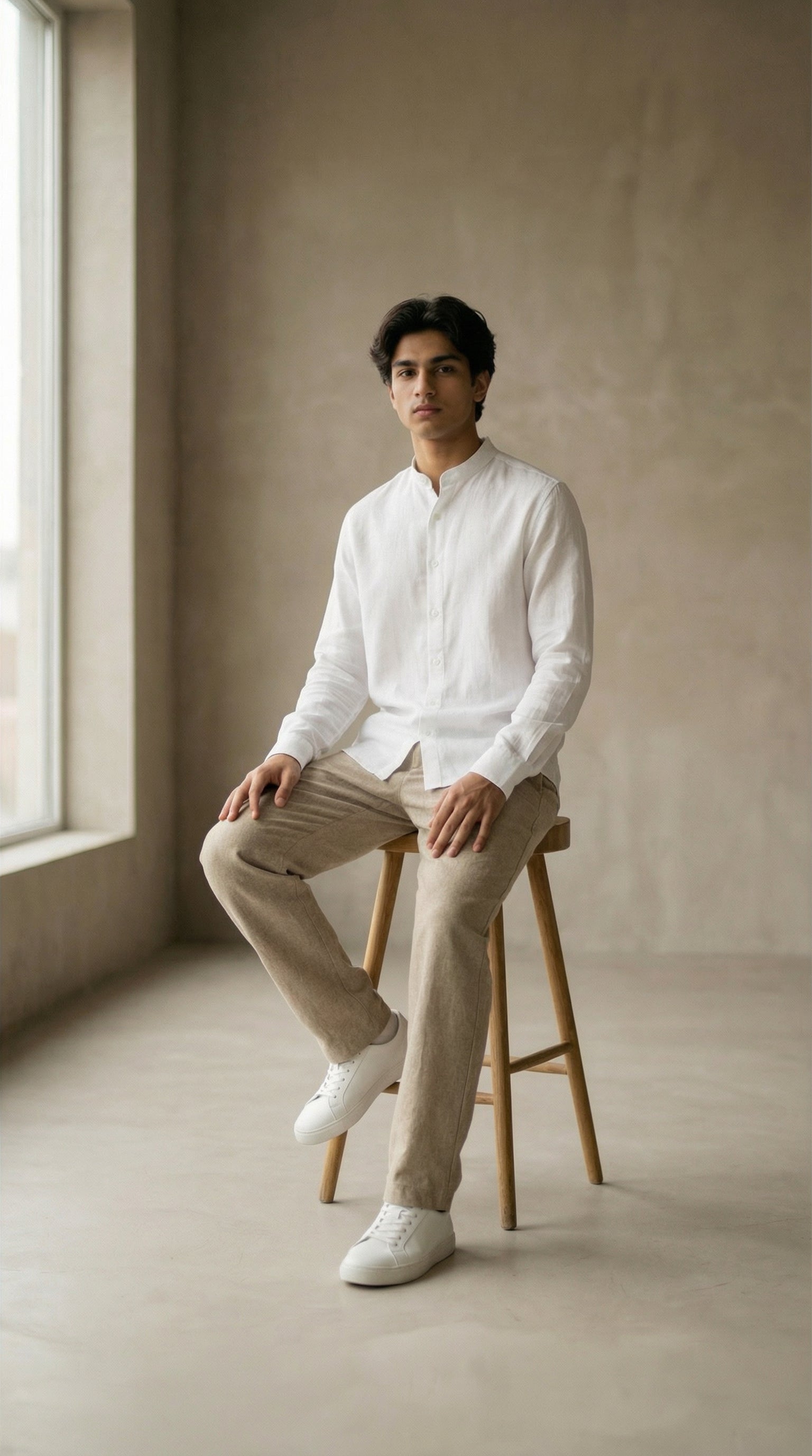 Regular Chinese Collar Shirt | Premium Jute Cotton Minimal Shirt for Men