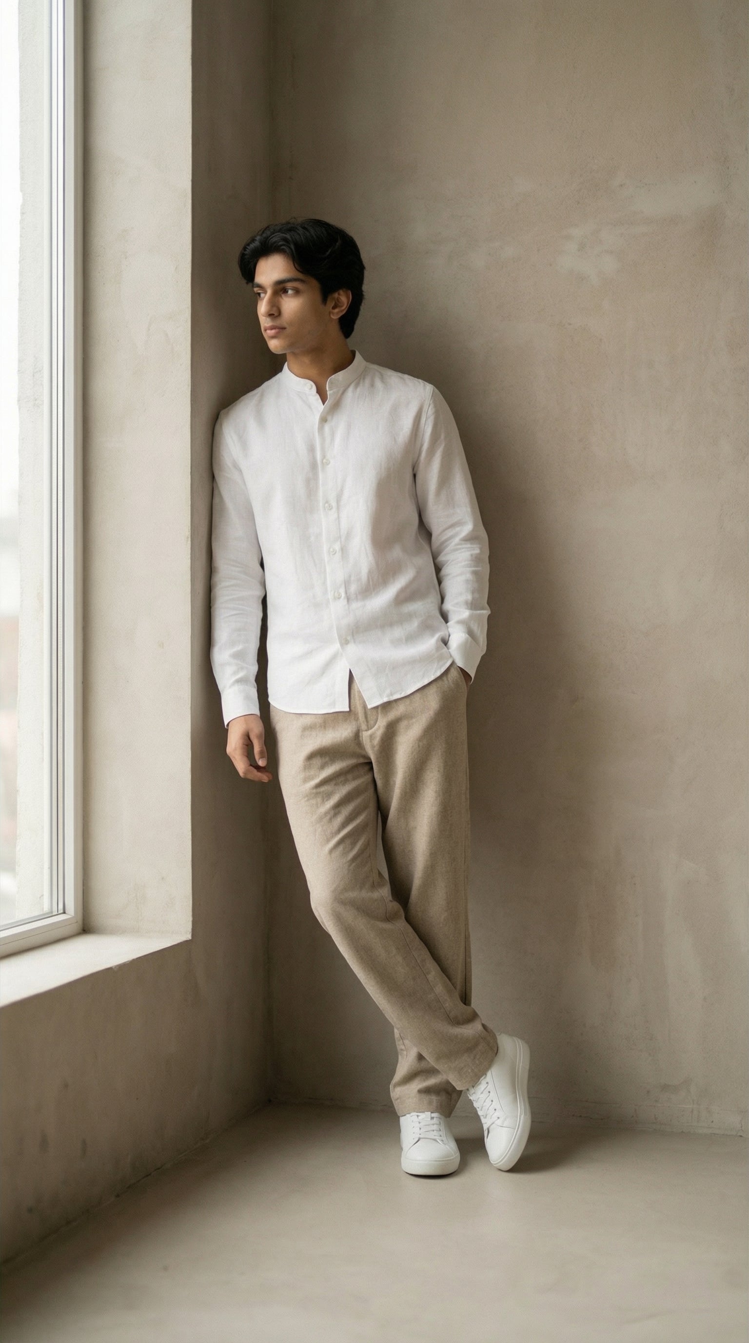 Regular Chinese Collar Shirt | Premium Jute Cotton Minimal Shirt for Men