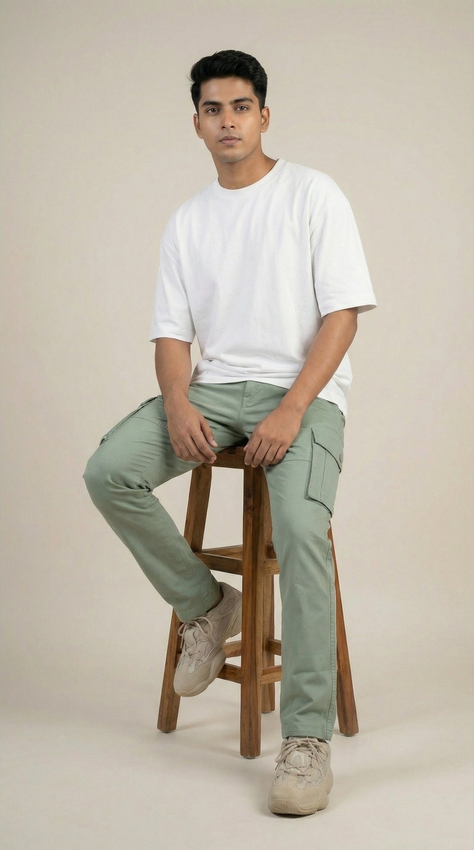 Men Regular Fit Cargo Pants in Cotton Twill – 6 Pocket Casual Utility Wear