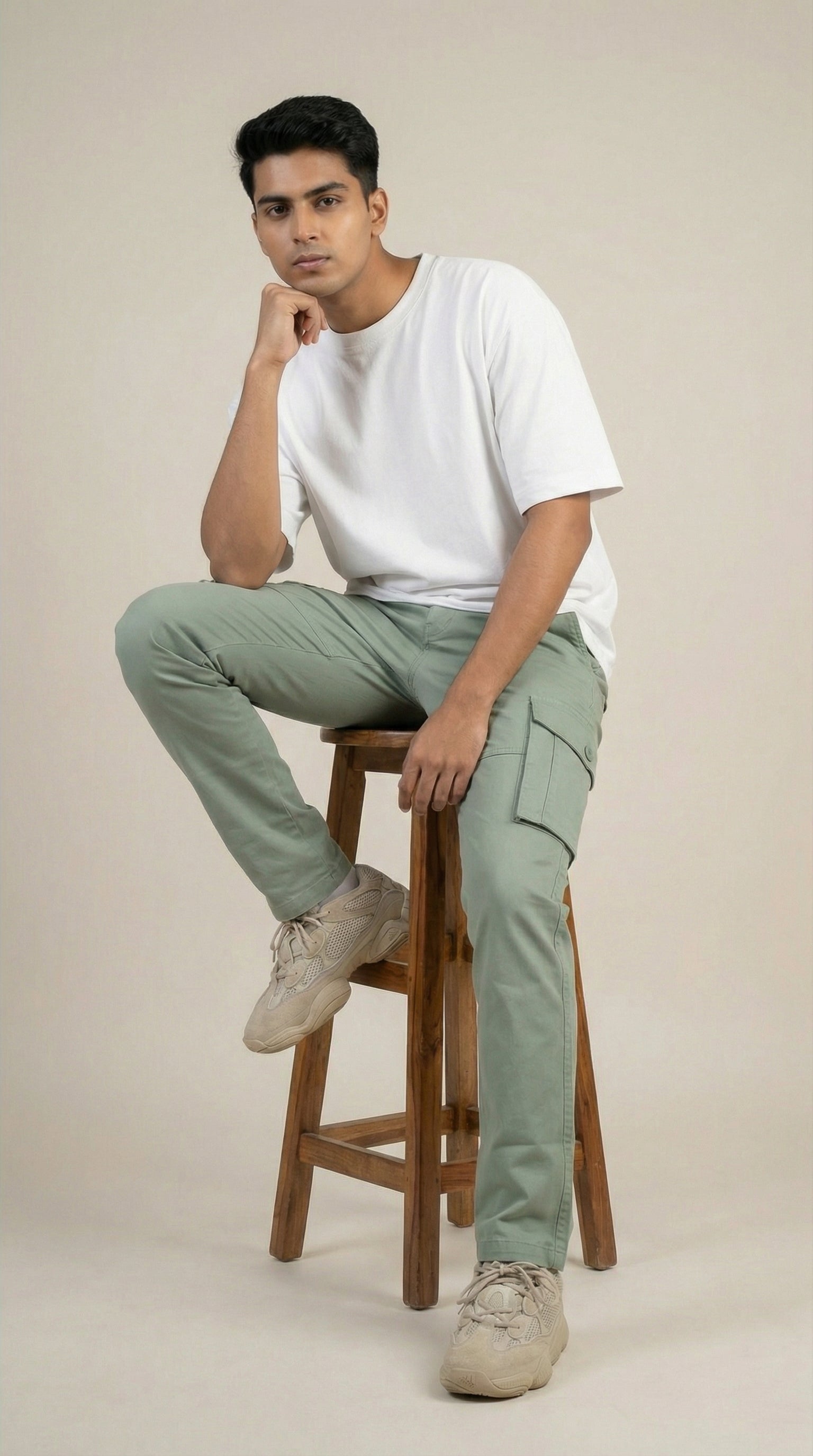 Men Regular Fit Cargo Pants in Cotton Twill – 6 Pocket Casual Utility Wear