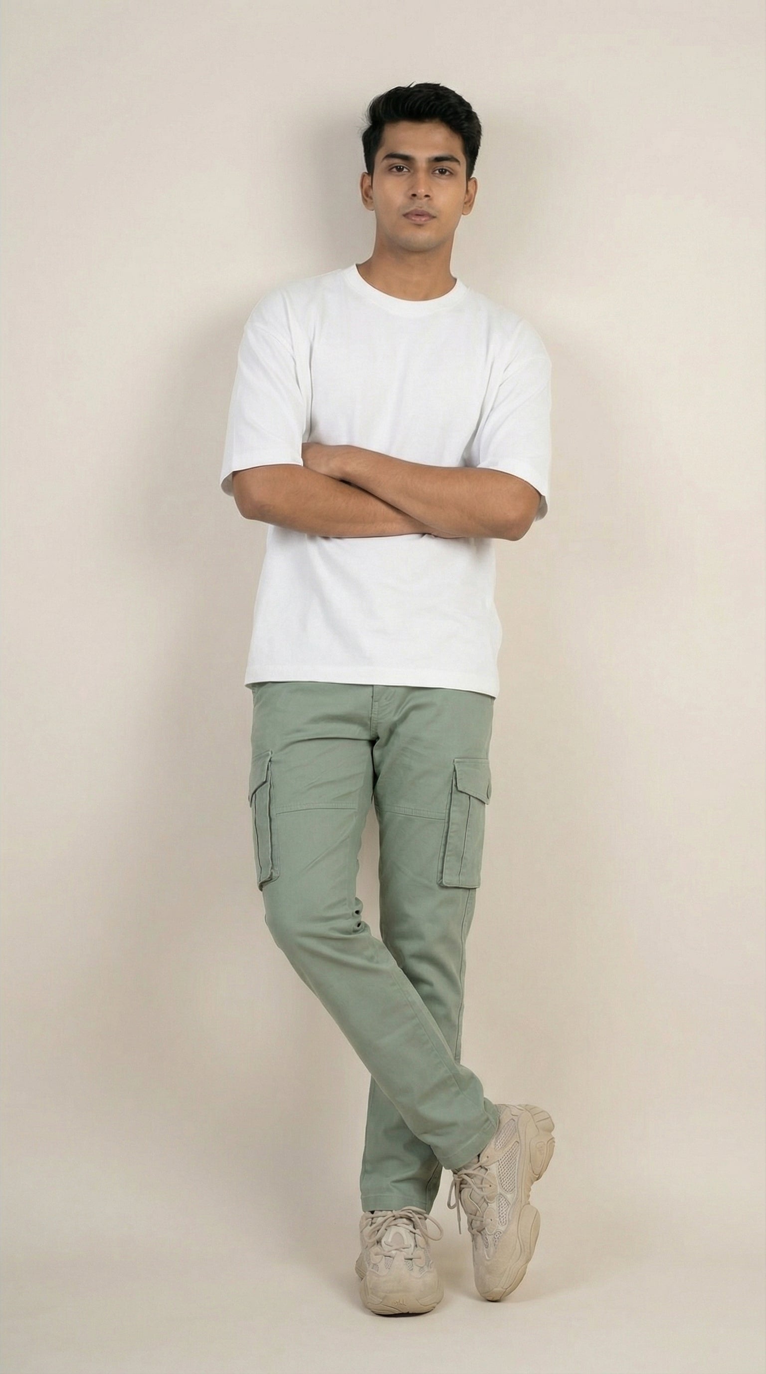 Men Regular Fit Cargo Pants in Cotton Twill – 6 Pocket Casual Utility Wear