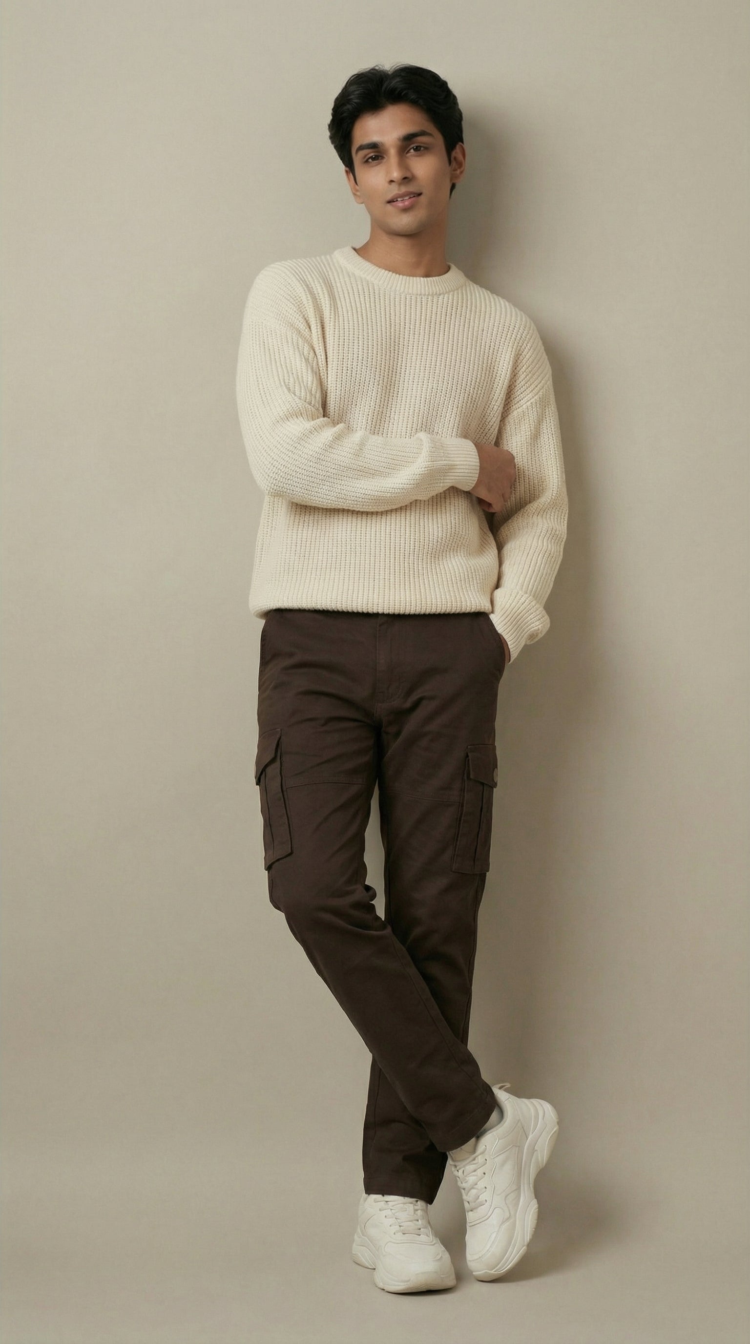 Men Regular Fit Cargo Pants in Cotton Twill – 6 Pocket Casual Utility Wear