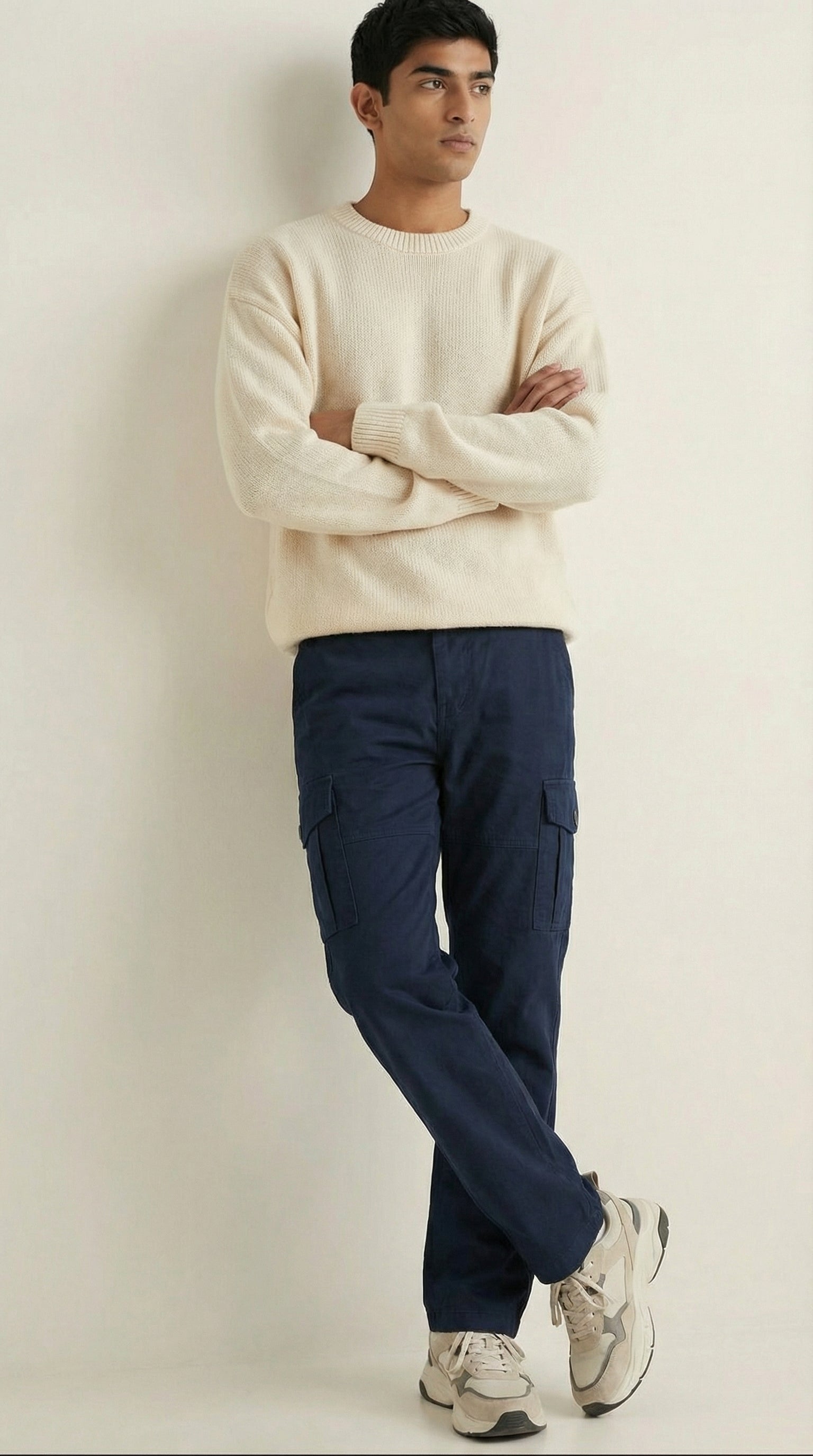 Men Regular Fit Cargo Pants in Cotton Twill – 6 Pocket Casual Utility Wear