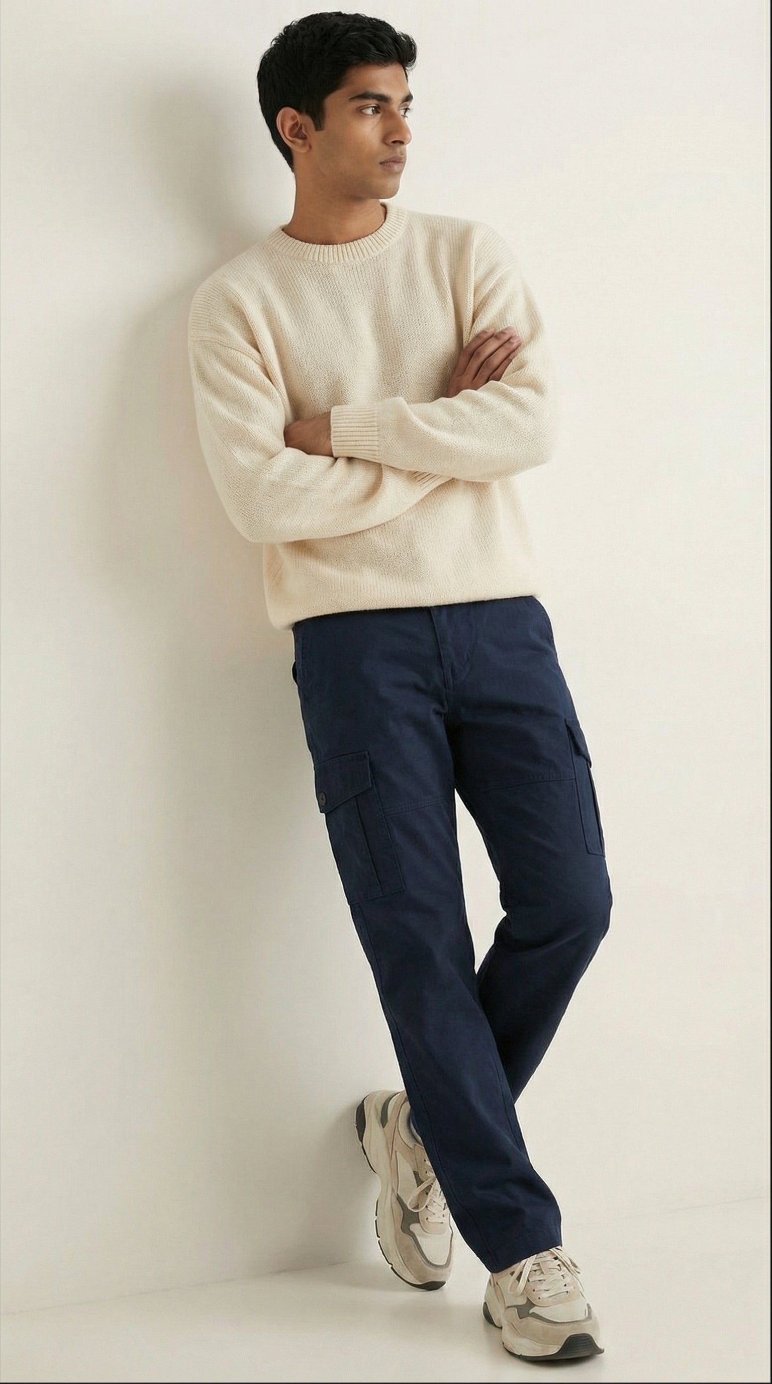 Men Regular Fit Cargo Pants in Cotton Twill – 6 Pocket Casual Utility Wear