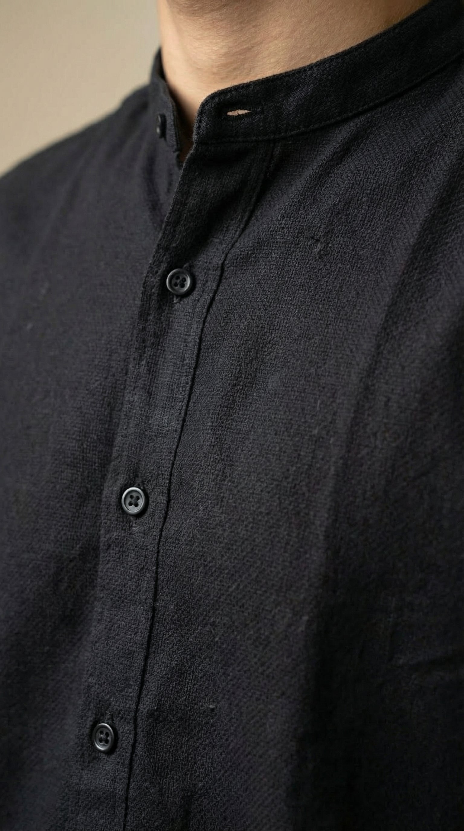 Regular Chinese Collar Shirt | Premium Jute Cotton Minimal Shirt for Men