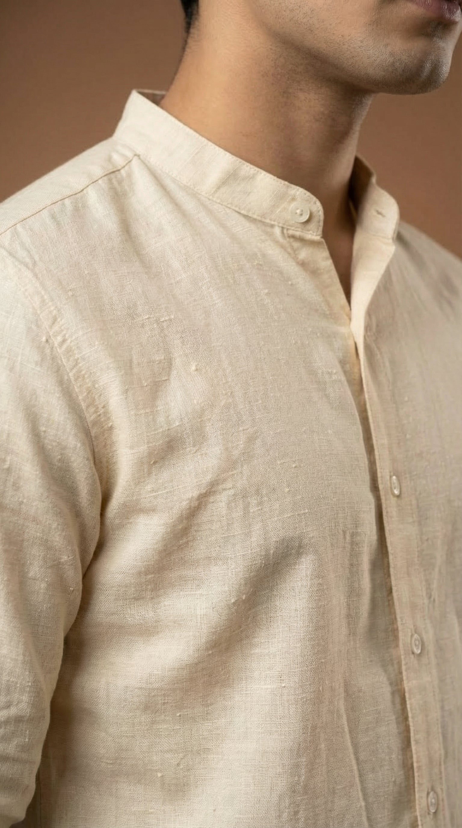 Regular Chinese Collar Shirt | Premium Jute Cotton Minimal Shirt for Men