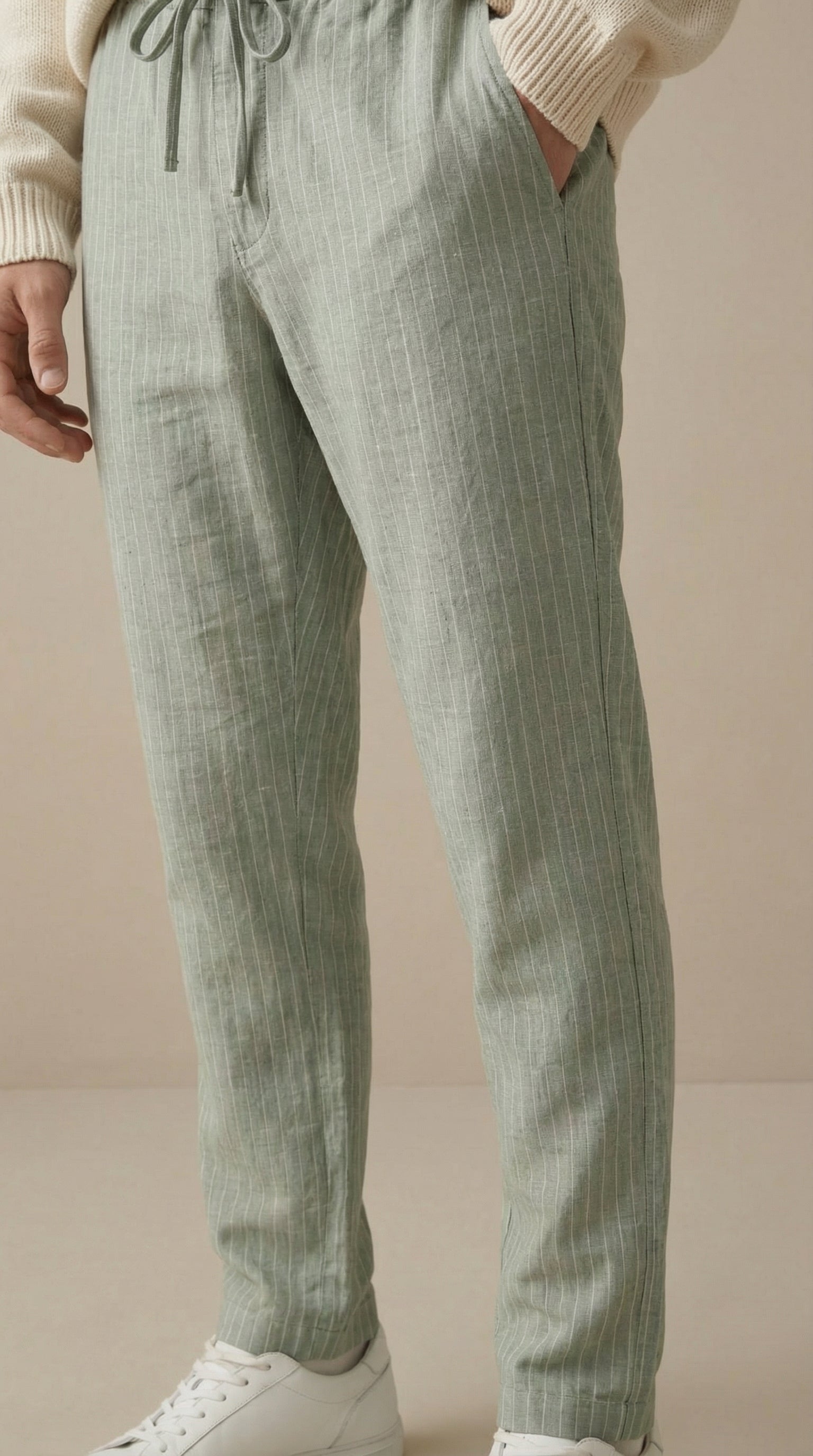 Linen Drawstring Pants | Premium Relaxed-Fit Cotton Linen Trousers for Men