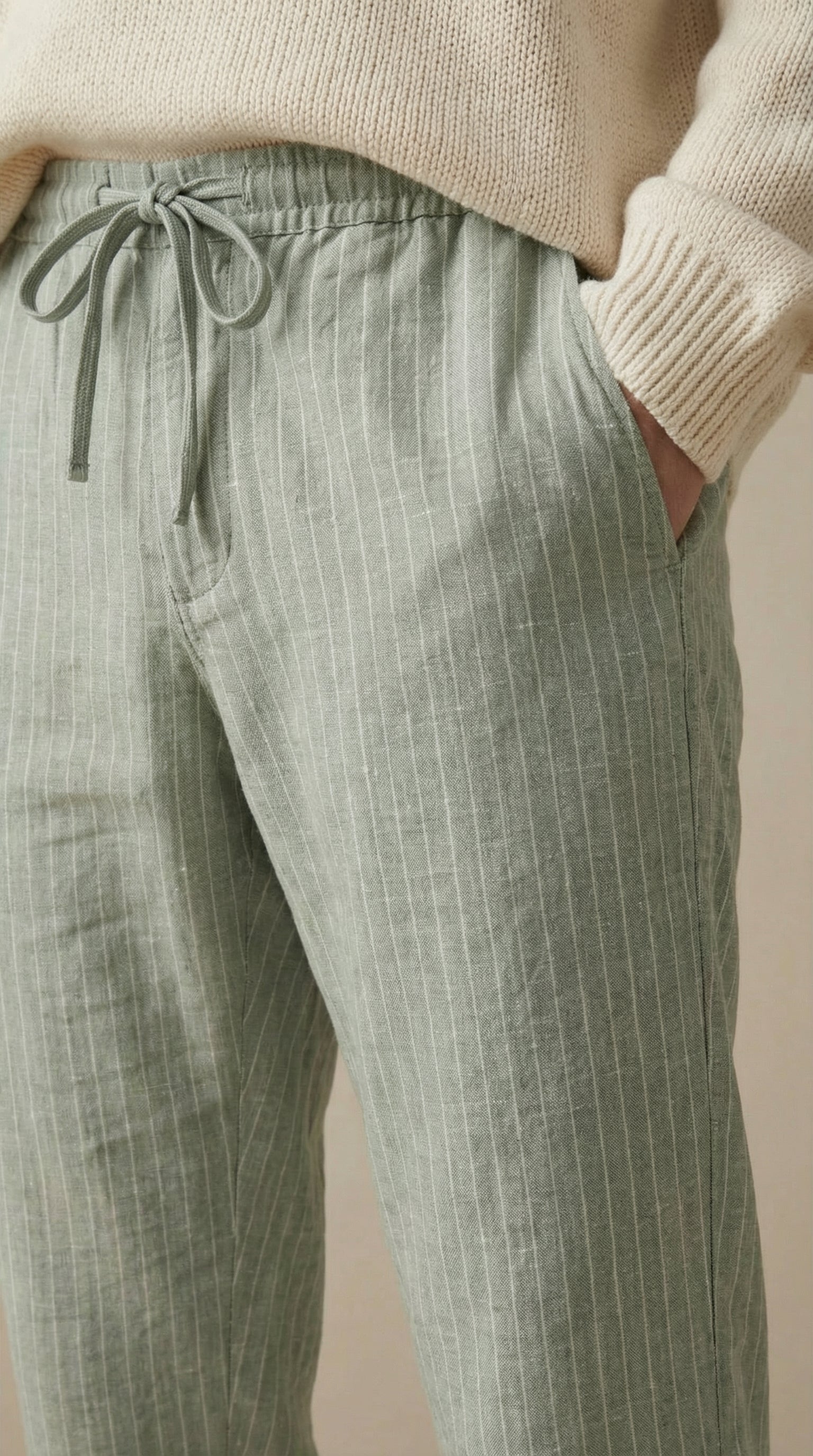Linen Drawstring Pants | Premium Relaxed-Fit Cotton Linen Trousers for Men