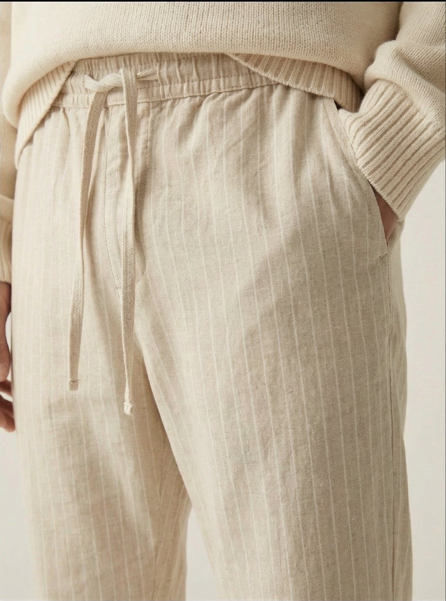Linen Drawstring Pants | Premium Relaxed-Fit Cotton Linen Trousers for Men