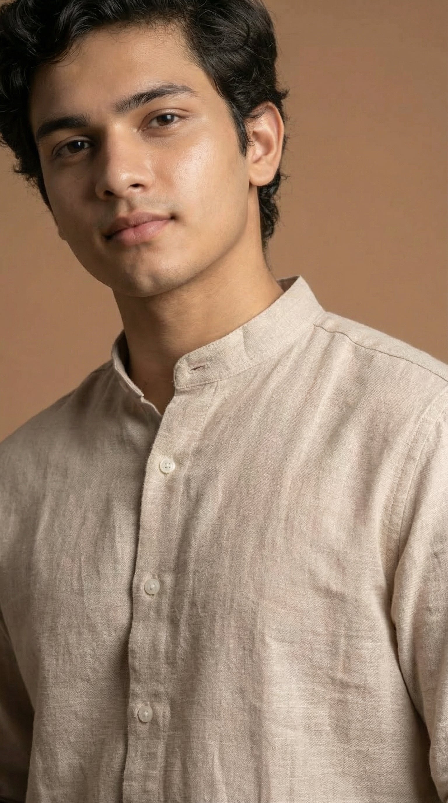 Regular Chinese Collar Shirt | Premium Jute Cotton Minimal Shirt for Men