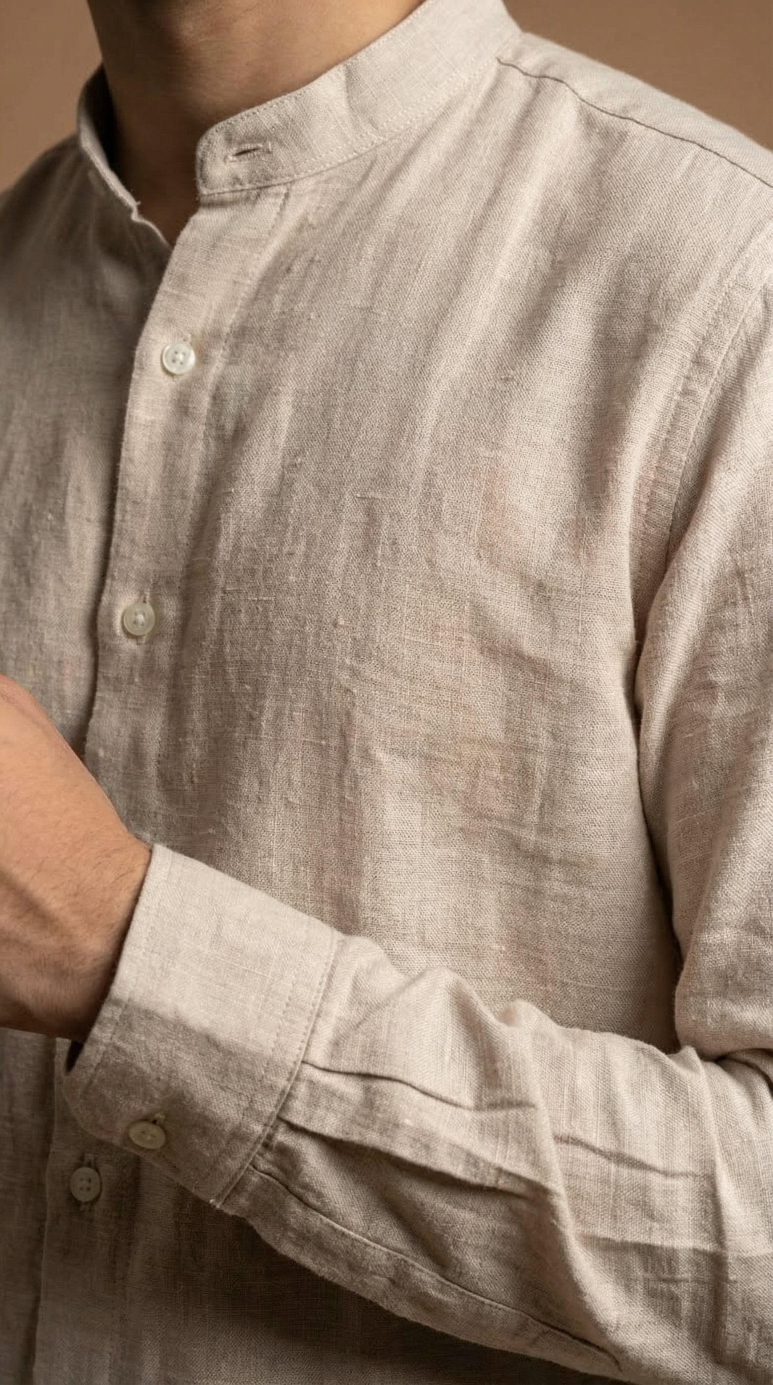 Regular Chinese Collar Shirt | Premium Jute Cotton Minimal Shirt for Men