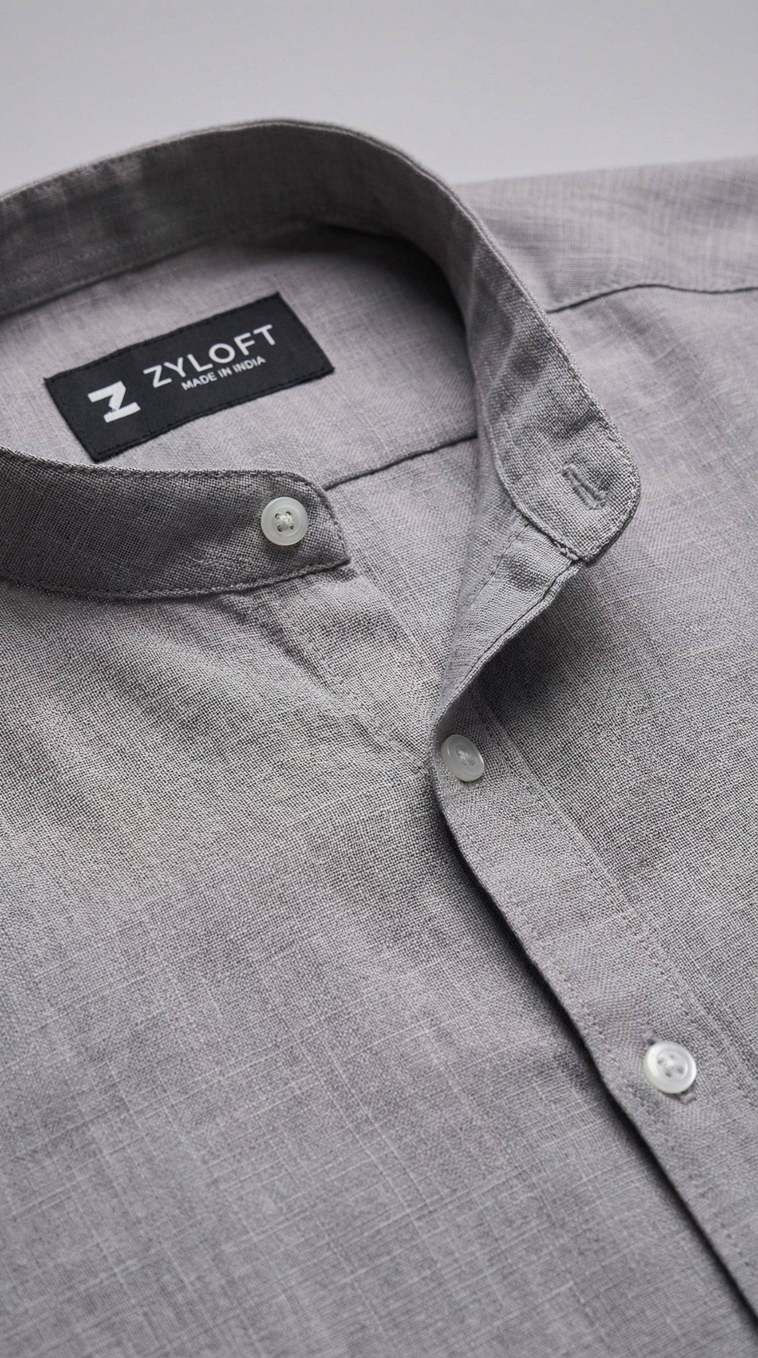 Regular Chinese Collar Shirt | Premium Jute Cotton Minimal Shirt for Men