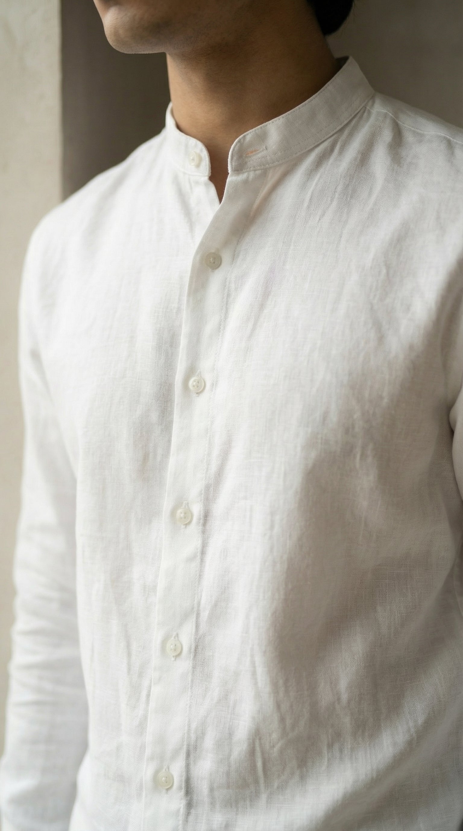 Regular Chinese Collar Shirt | Premium Jute Cotton Minimal Shirt for Men