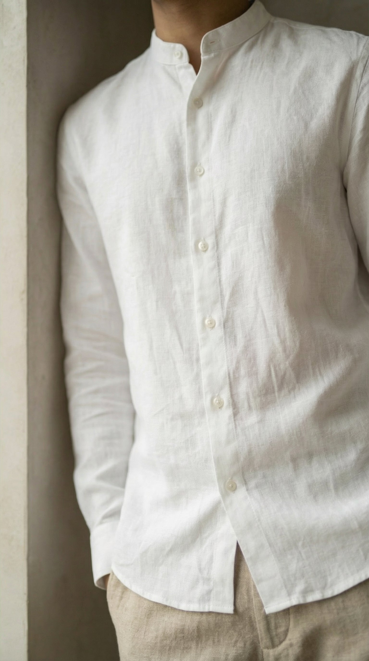 Regular Chinese Collar Shirt | Premium Jute Cotton Minimal Shirt for Men