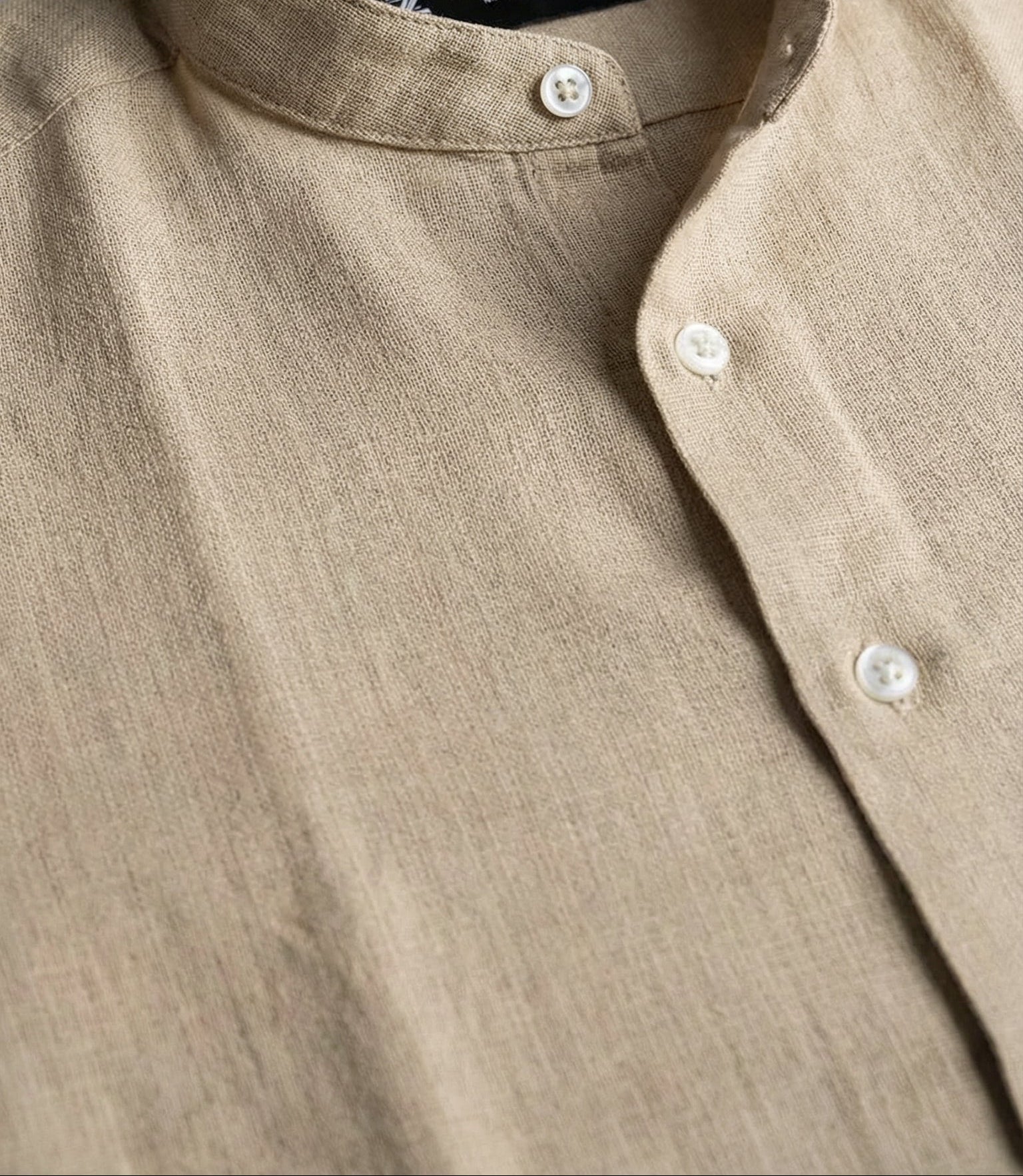 Regular Chinese Collar Shirt | Premium Jute Cotton Minimal Shirt for Men