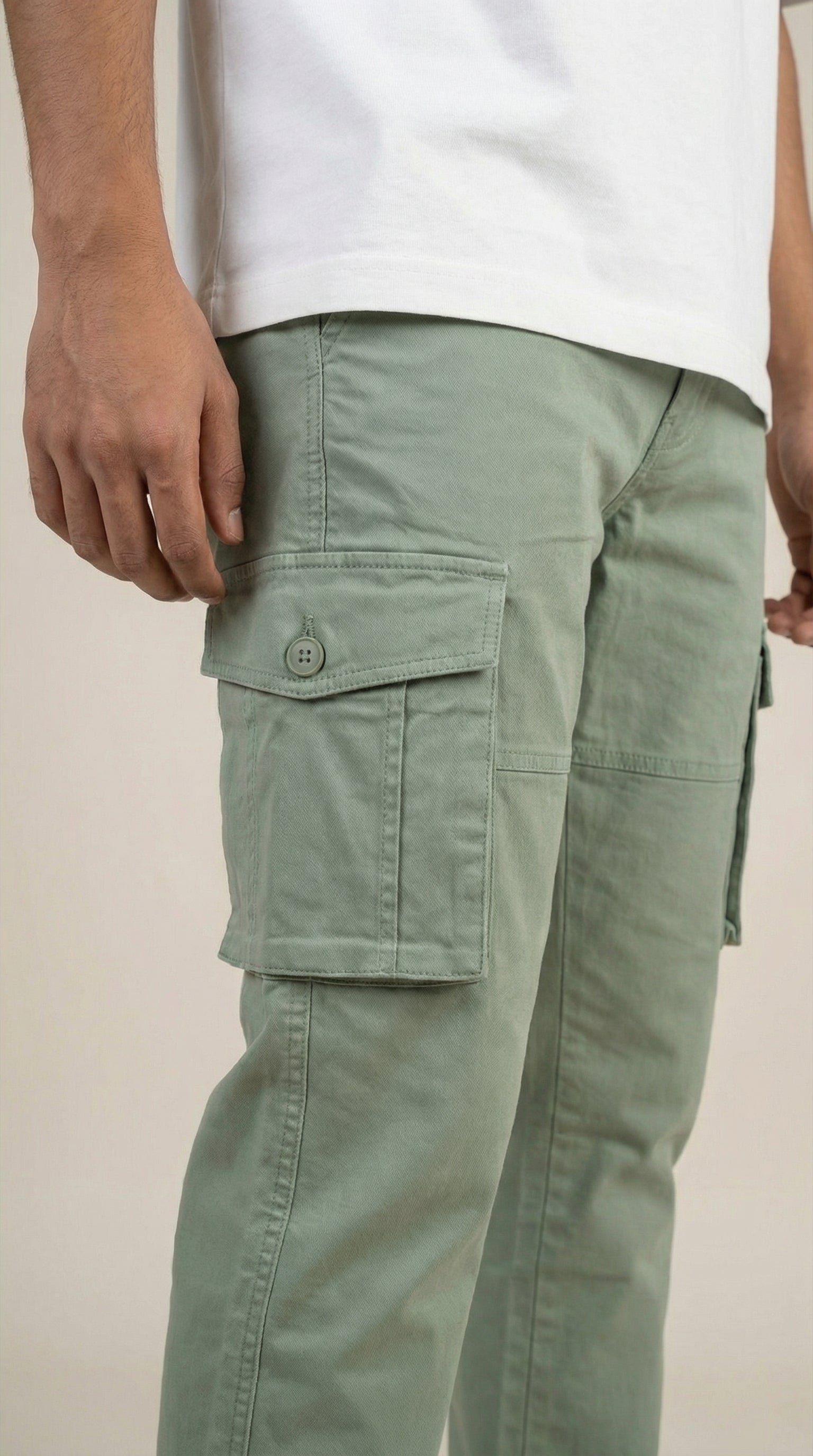 Men Regular Fit Cargo Pants in Cotton Twill – 6 Pocket Casual Utility Wear