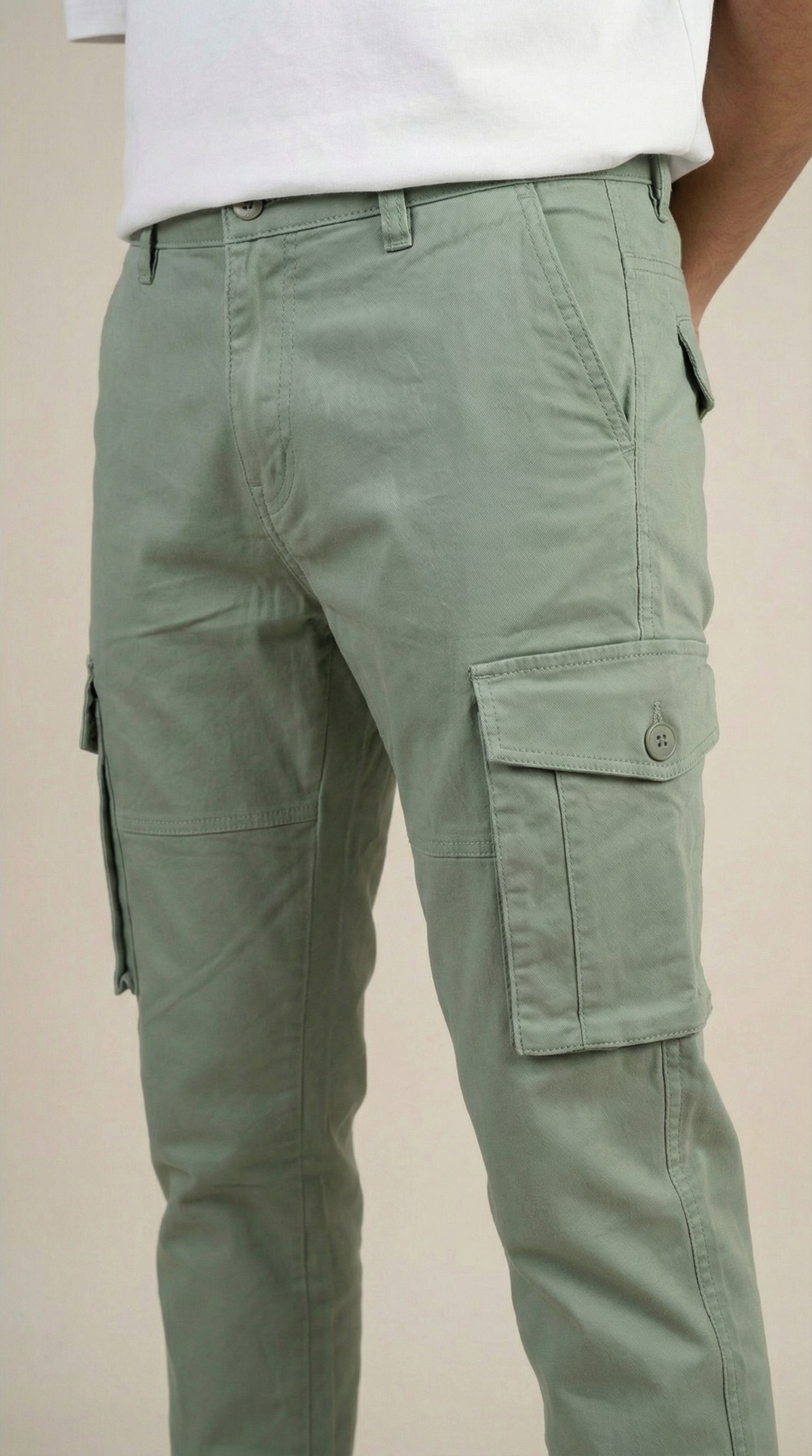 Men Regular Fit Cargo Pants in Cotton Twill – 6 Pocket Casual Utility Wear