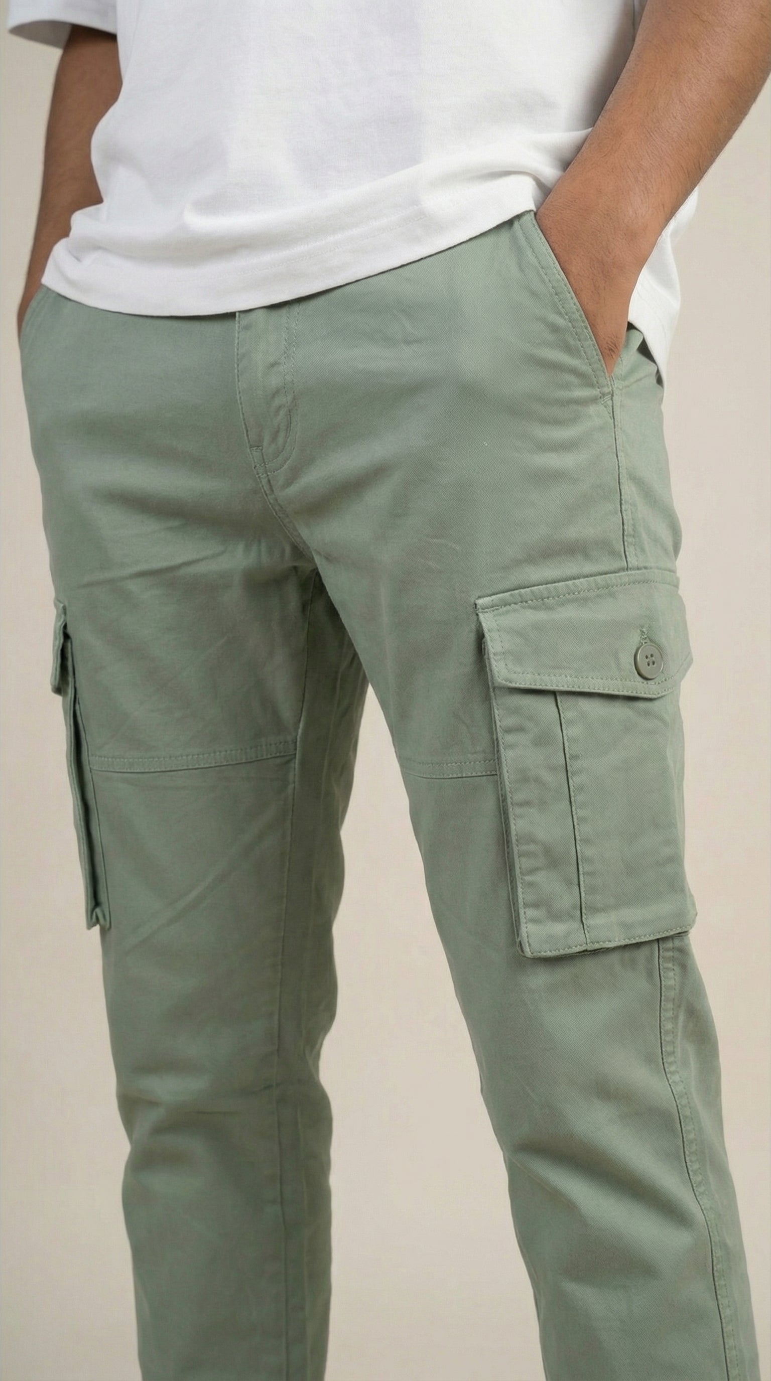 Men Regular Fit Cargo Pants in Cotton Twill – 6 Pocket Casual Utility Wear
