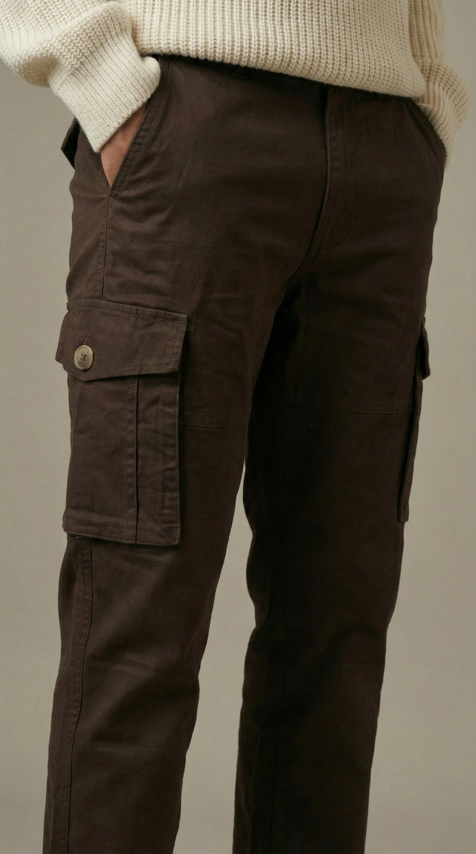 Men Regular Fit Cargo Pants in Cotton Twill – 6 Pocket Casual Utility Wear