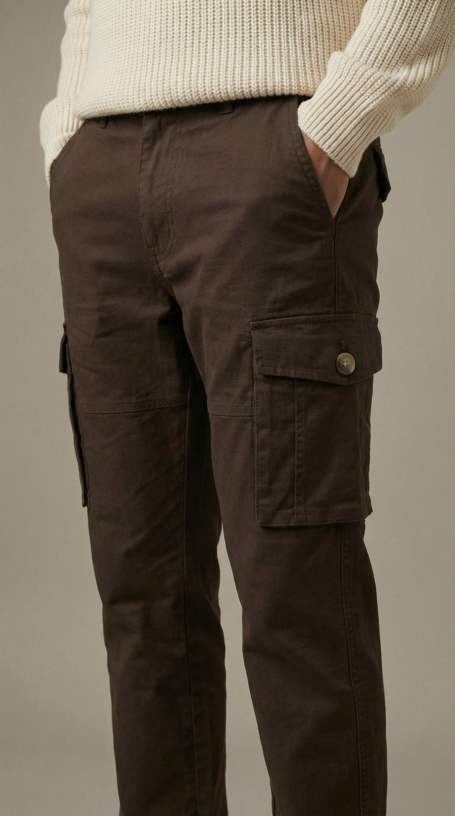 Men Regular Fit Cargo Pants in Cotton Twill – 6 Pocket Casual Utility Wear
