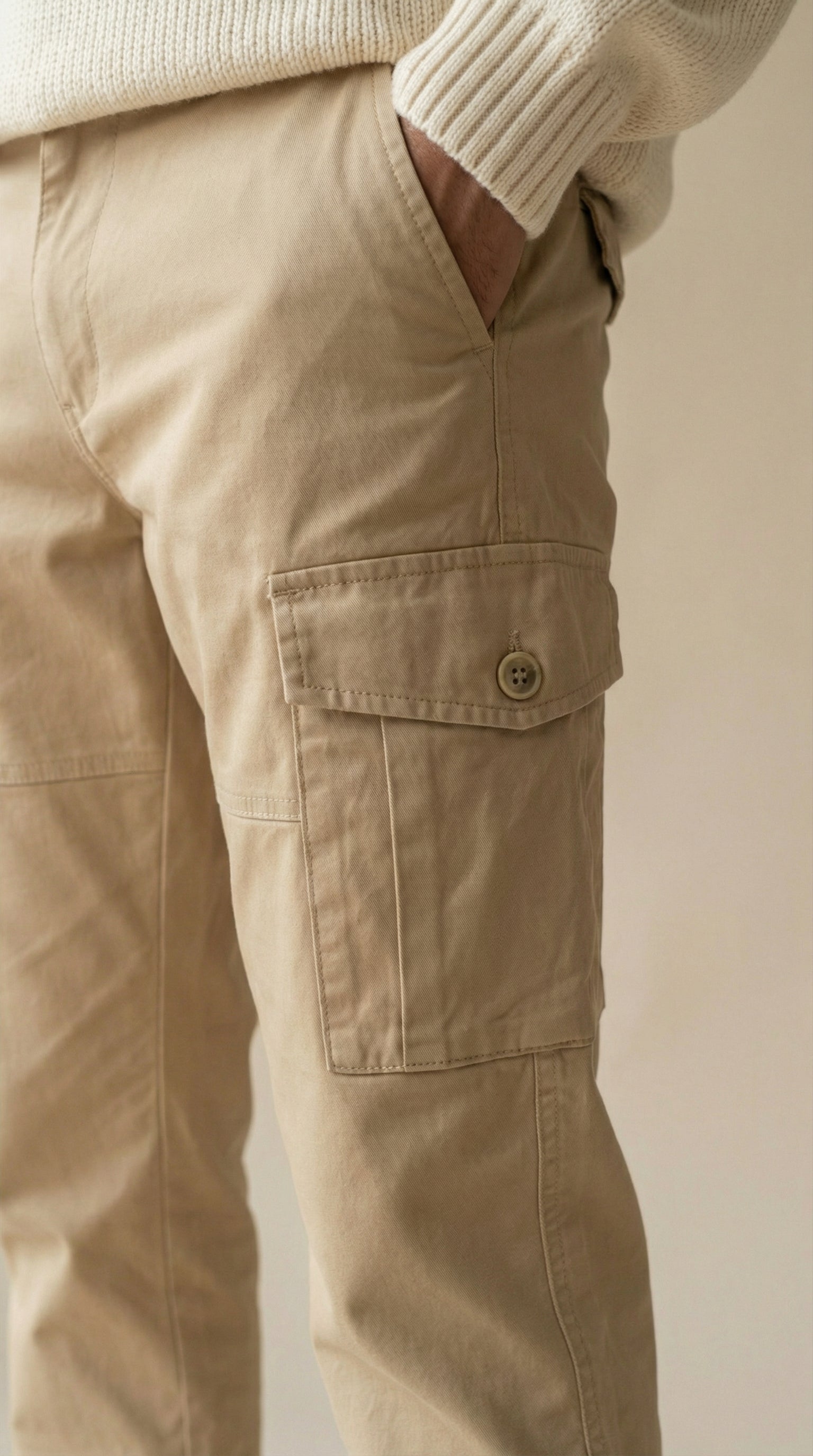 Men Regular Fit Cargo Pants in Cotton Twill – 6 Pocket Casual Utility Wear