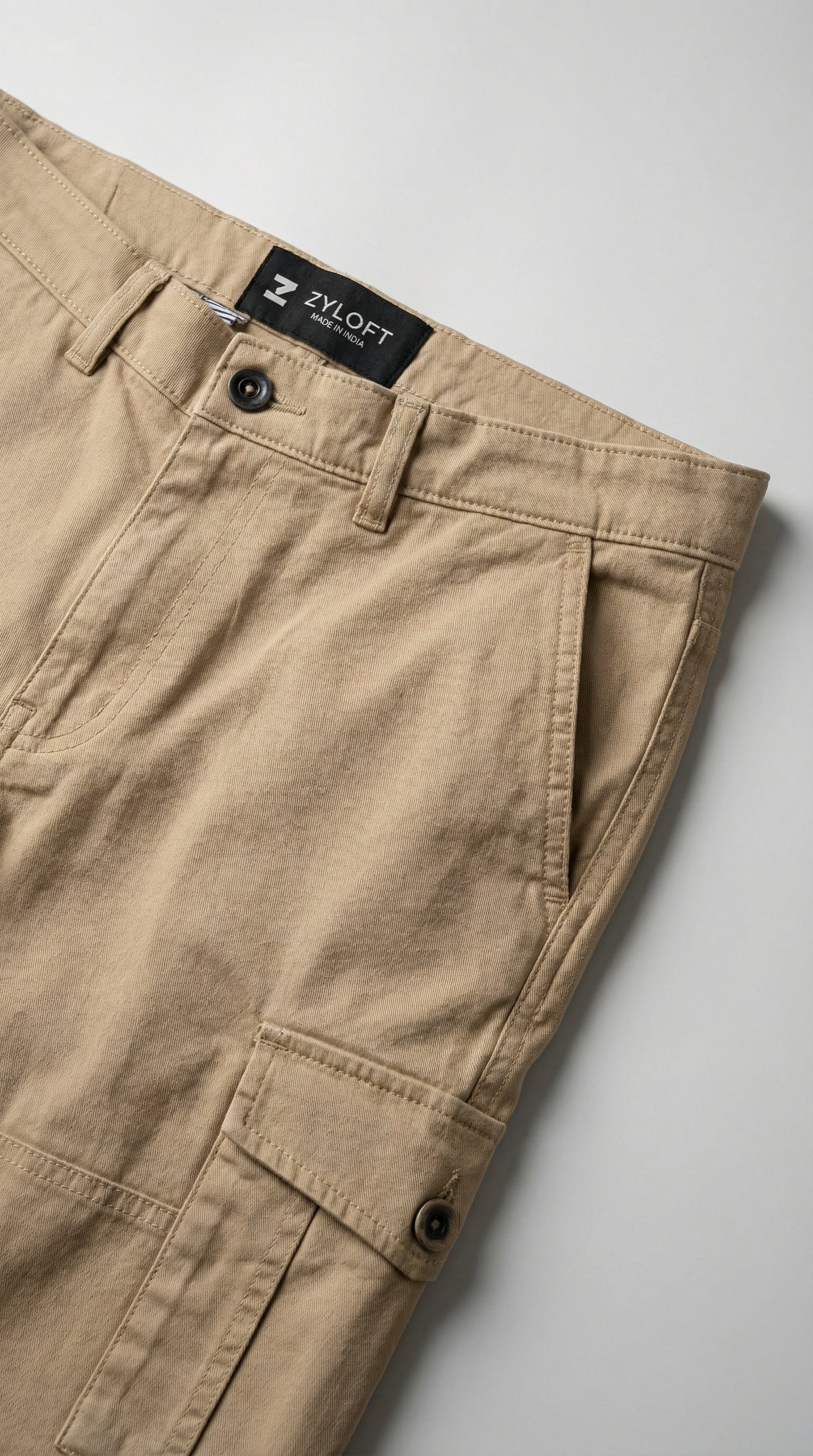 Men Regular Fit Cargo Pants in Cotton Twill – 6 Pocket Casual Utility Wear