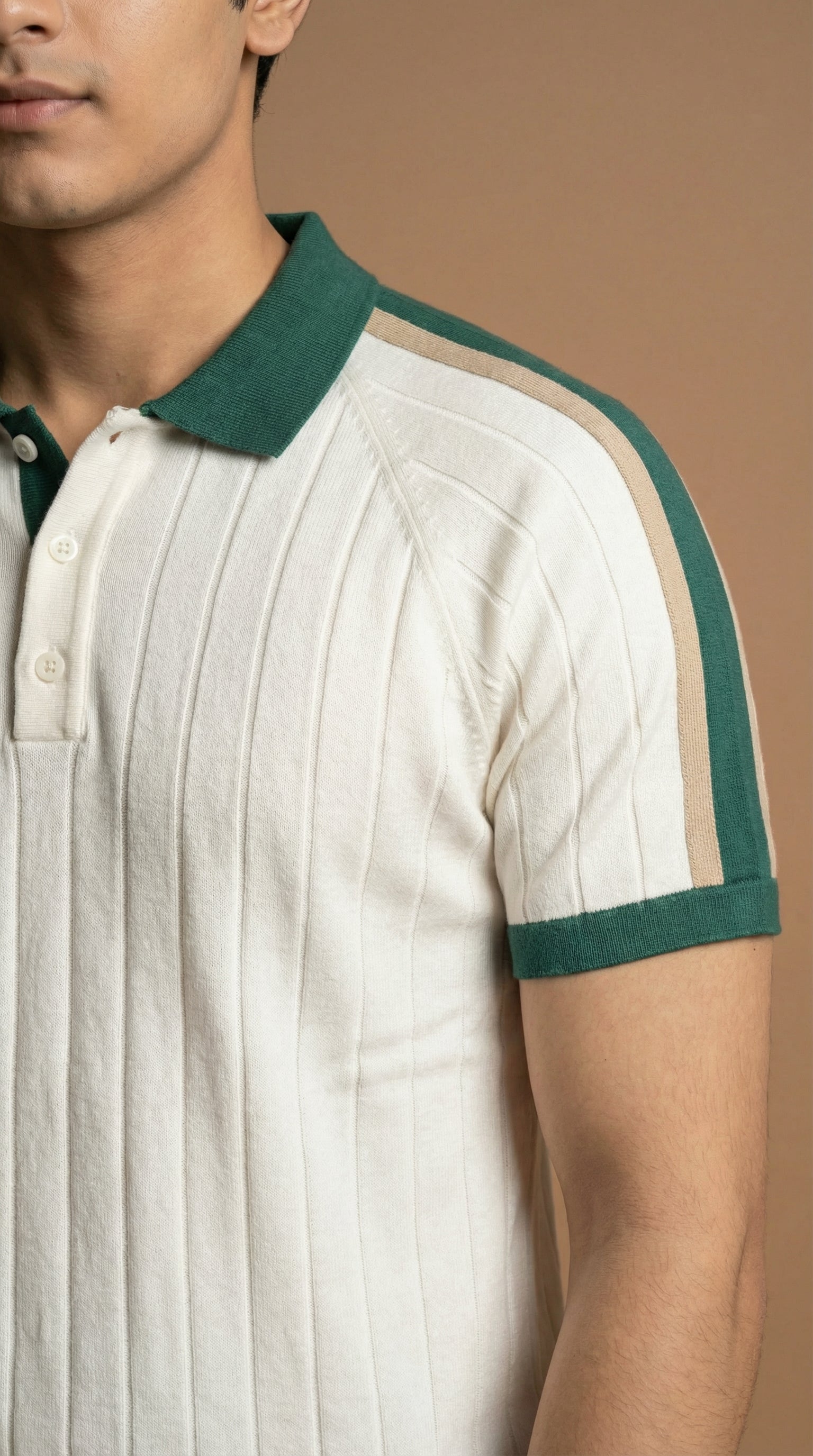 Premium Cotton Knitted Polo  for Men - Vintage Green Trim Classic Fit Casual Wear 2026