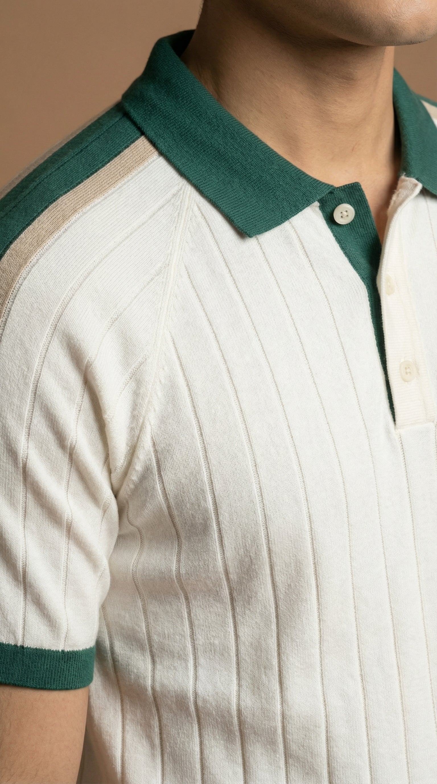 Premium Cotton Knitted Polo  for Men - Vintage Green Trim Classic Fit Casual Wear 2026