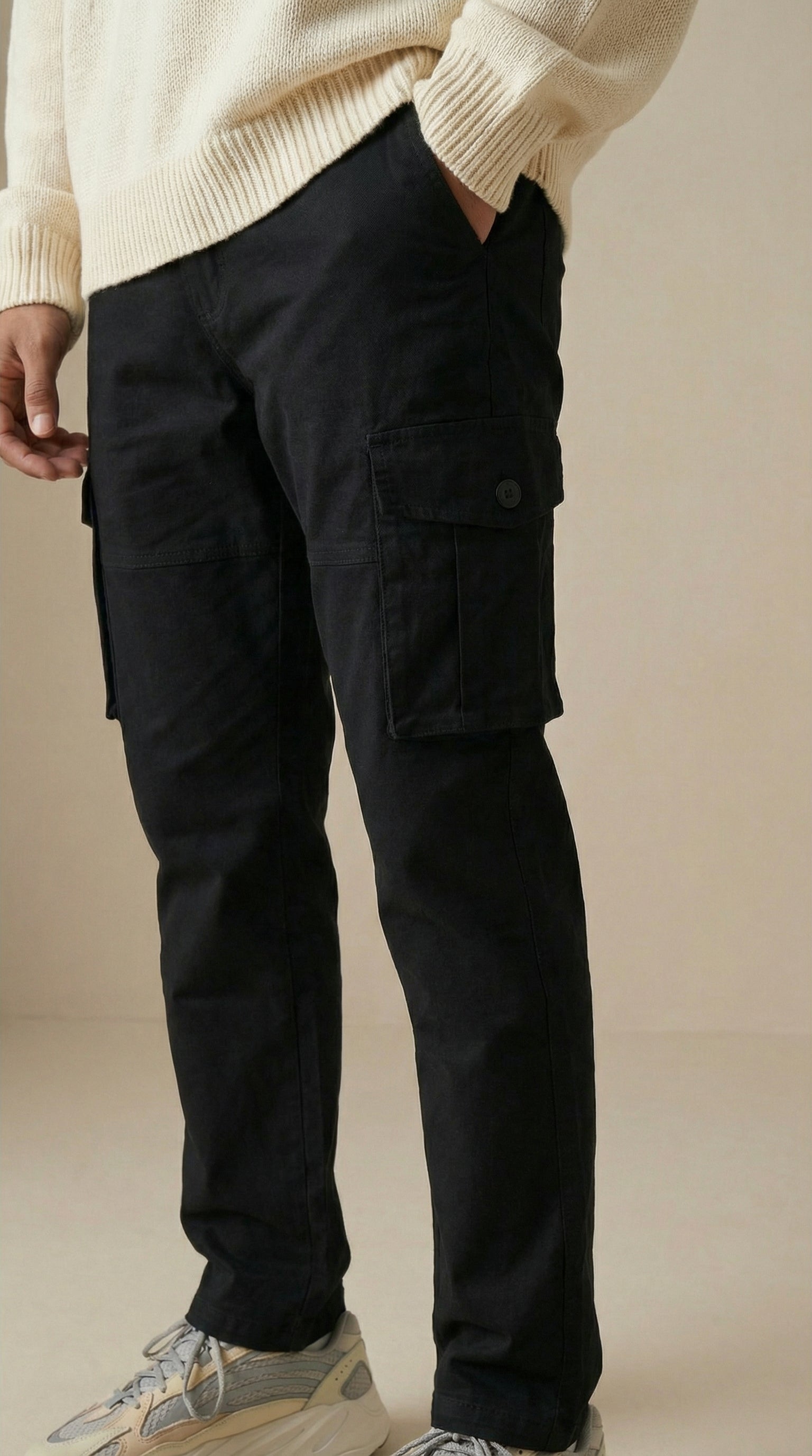 Men Regular Fit Cargo Pants in Cotton Twill – 6 Pocket Casual Utility Wear