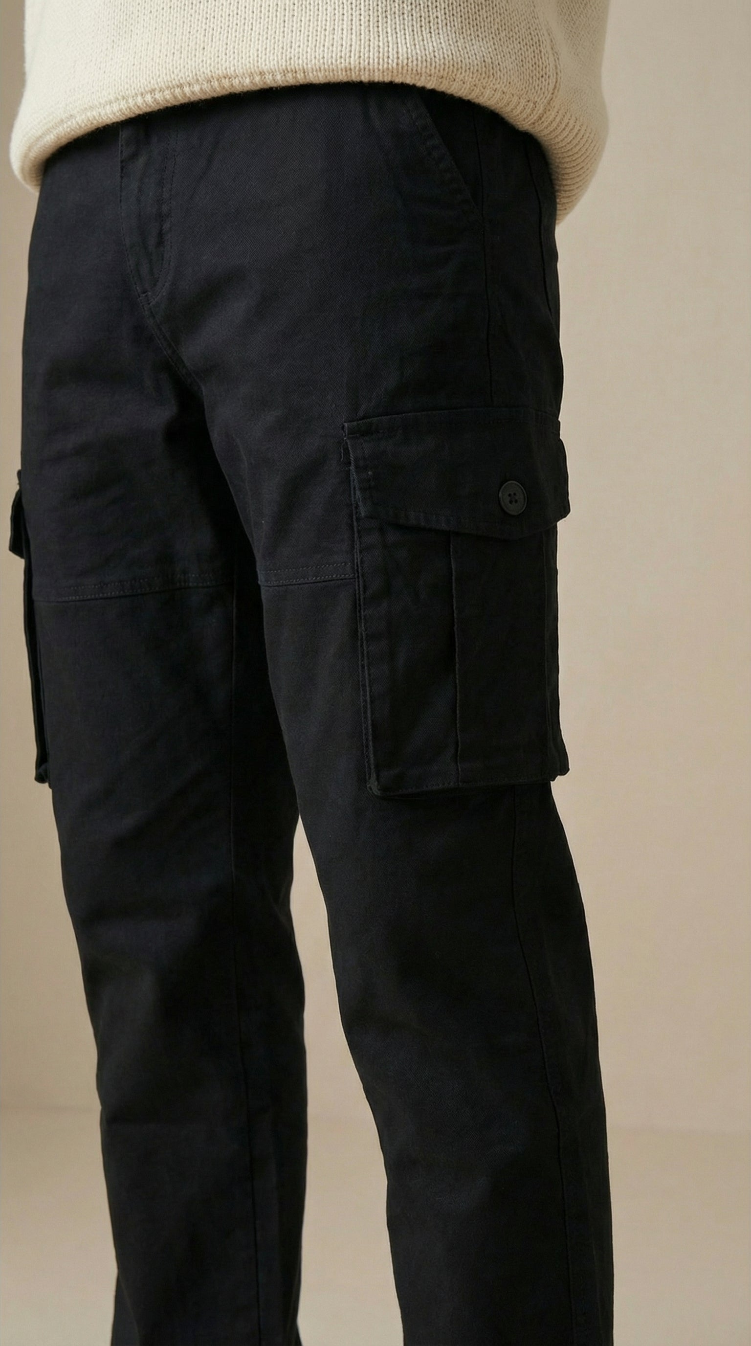 Men Regular Fit Cargo Pants in Cotton Twill – 6 Pocket Casual Utility Wear