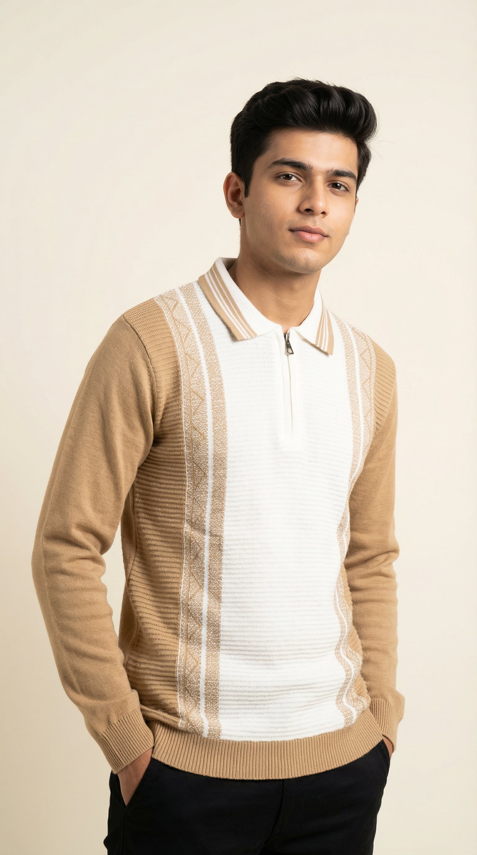 Men’s Premium Knitted Zip Polo Sweater