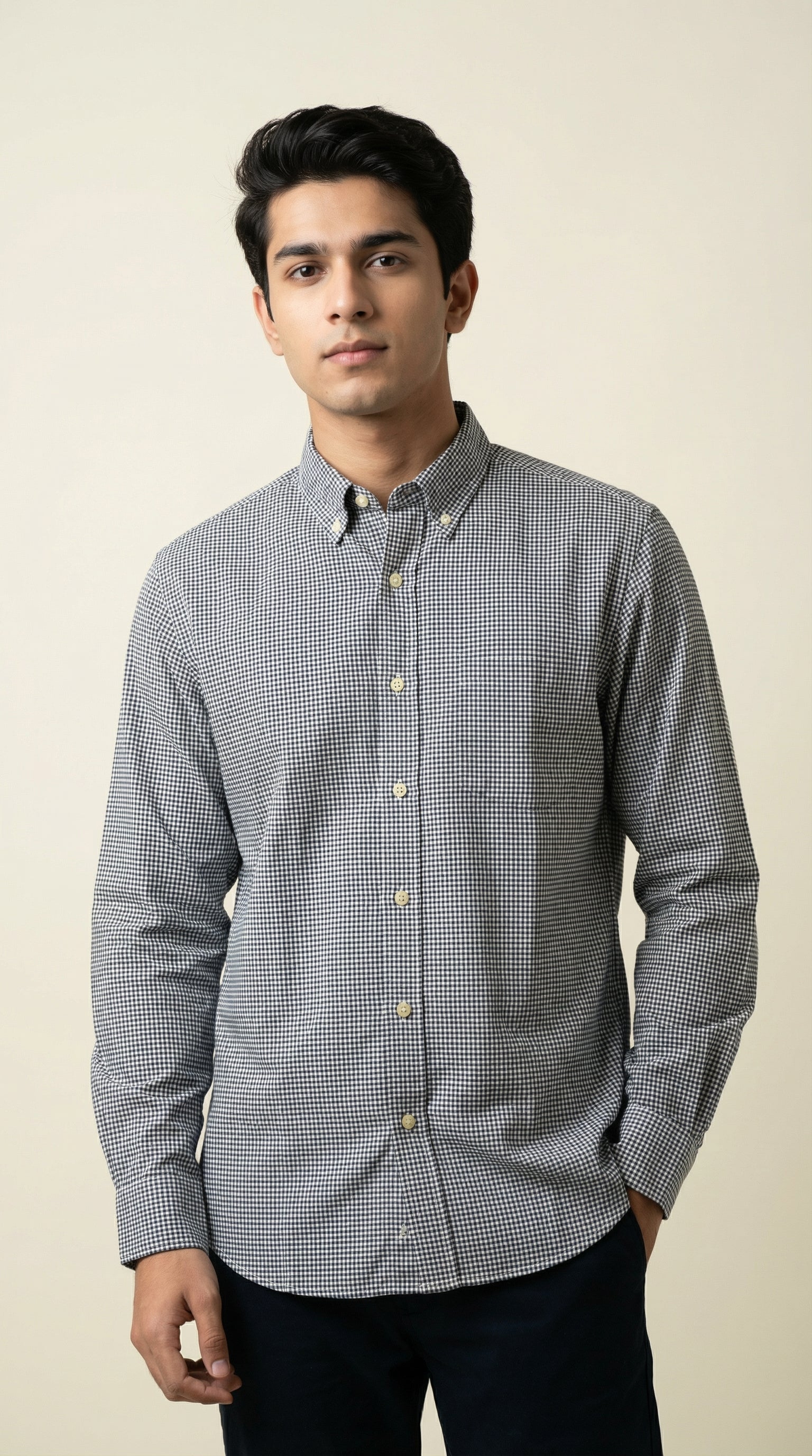 Slim Fit Micro Checks Shirt