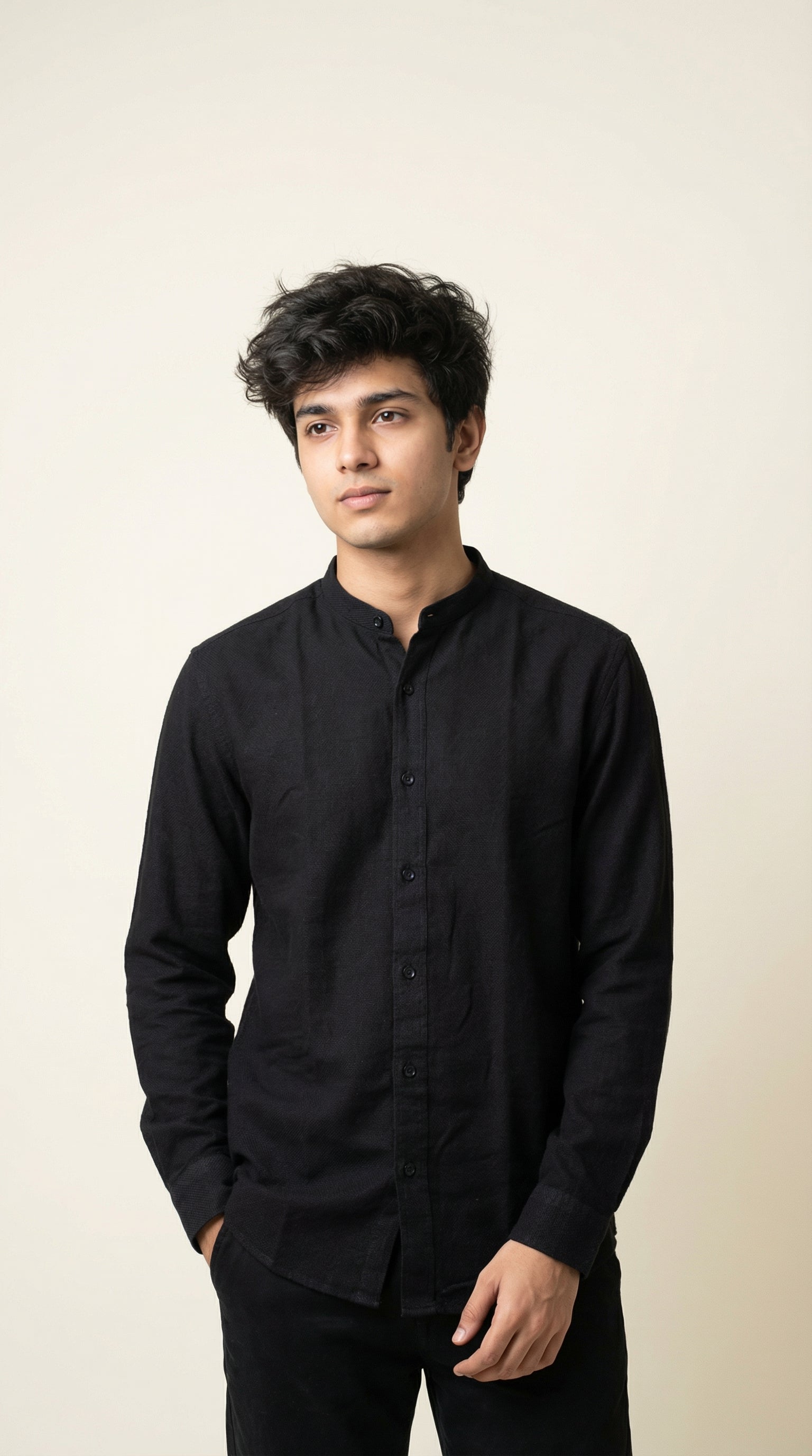 Regular Chinese Collar Shirt | Premium Jute Cotton Minimal Shirt for Men