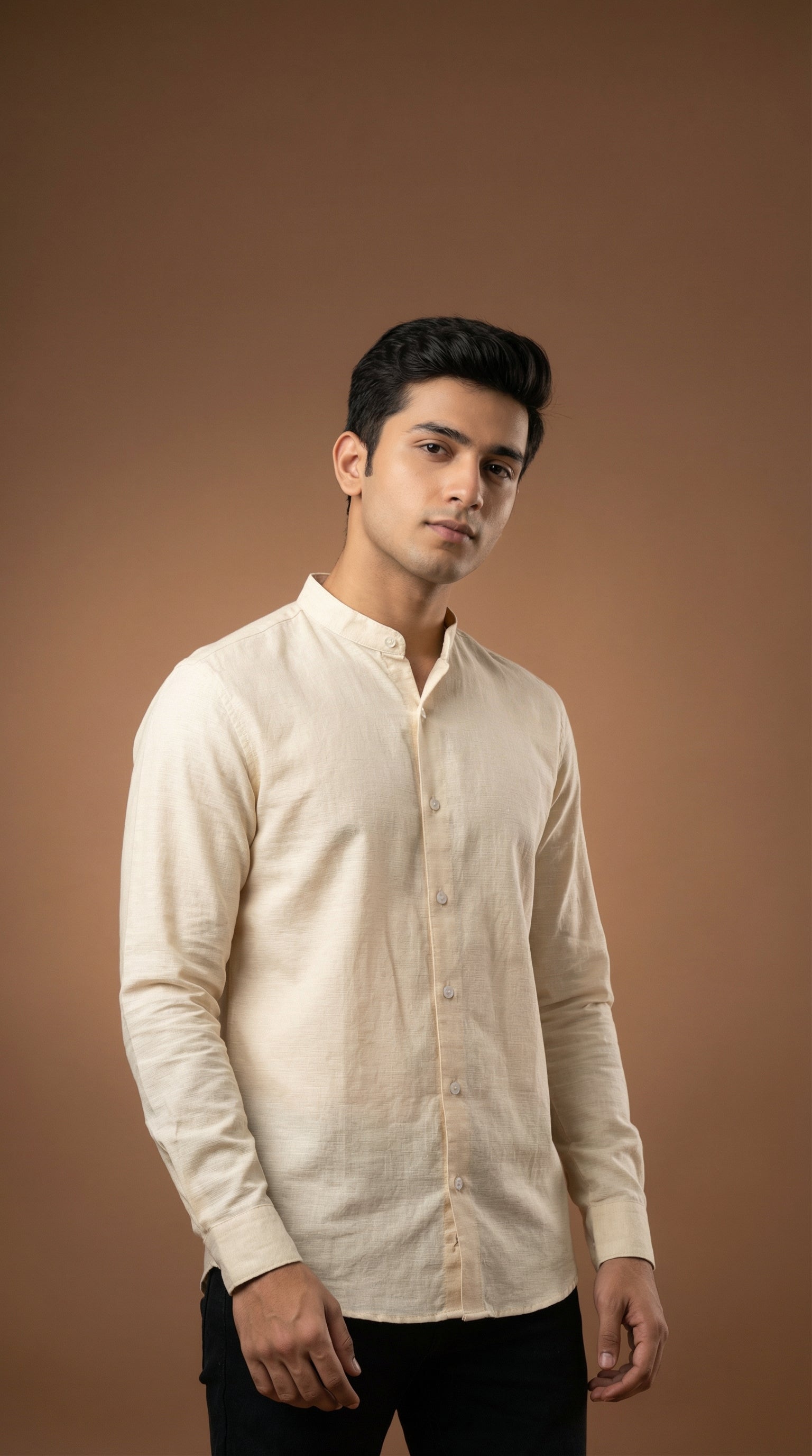Regular Chinese Collar Shirt | Premium Jute Cotton Minimal Shirt for Men