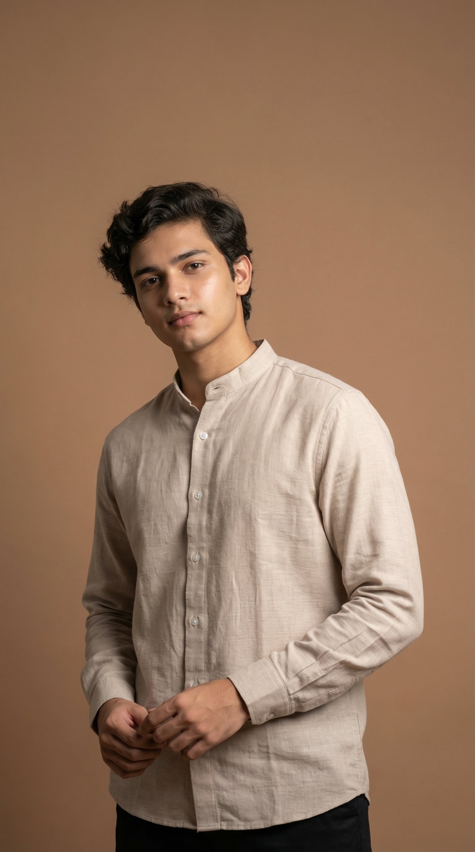Regular Chinese Collar Shirt | Premium Jute Cotton Minimal Shirt for Men