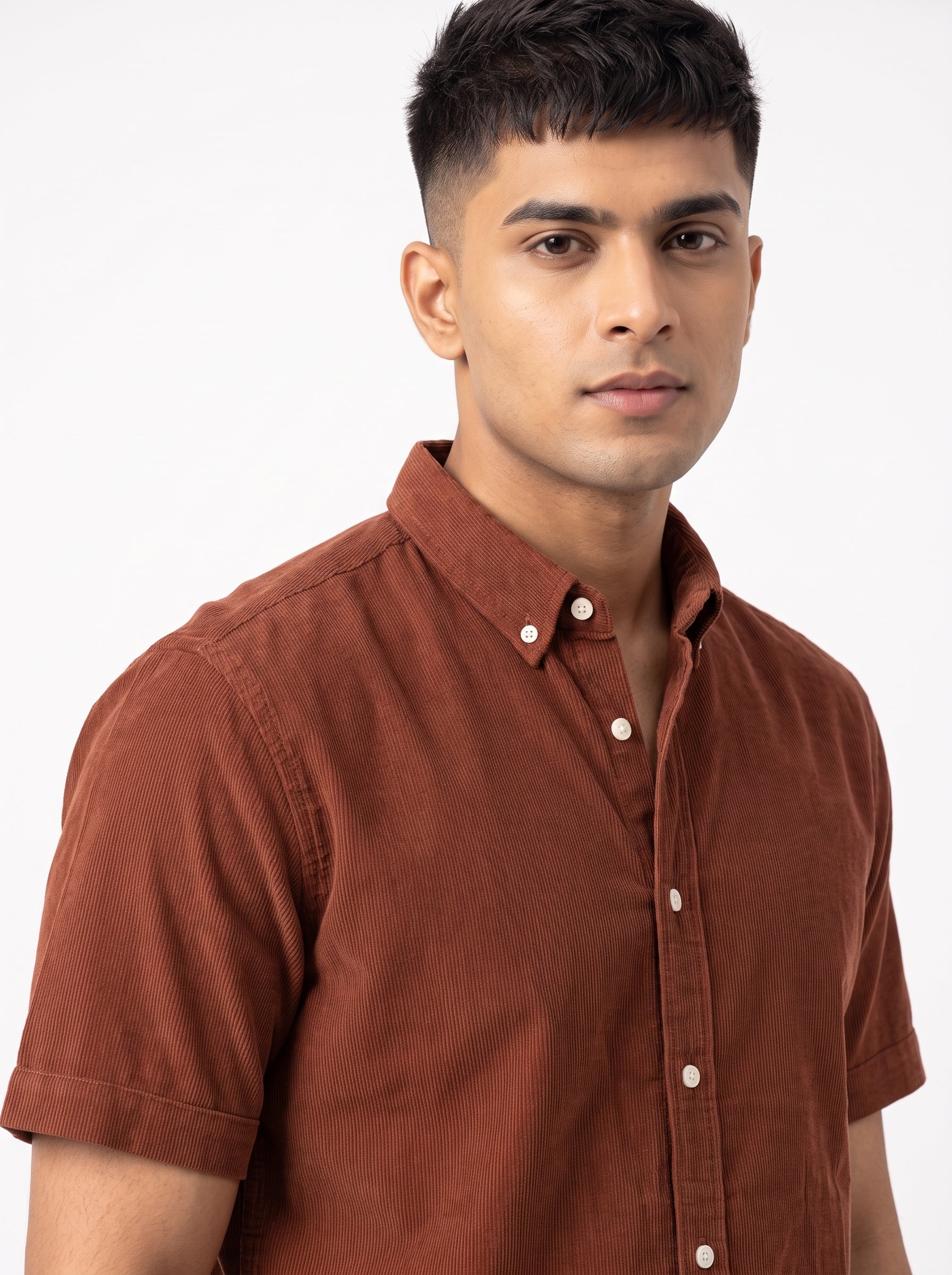 ZYLOFT Men's Premium Corduroy Half Sleeve Shirt | Casual Shirt