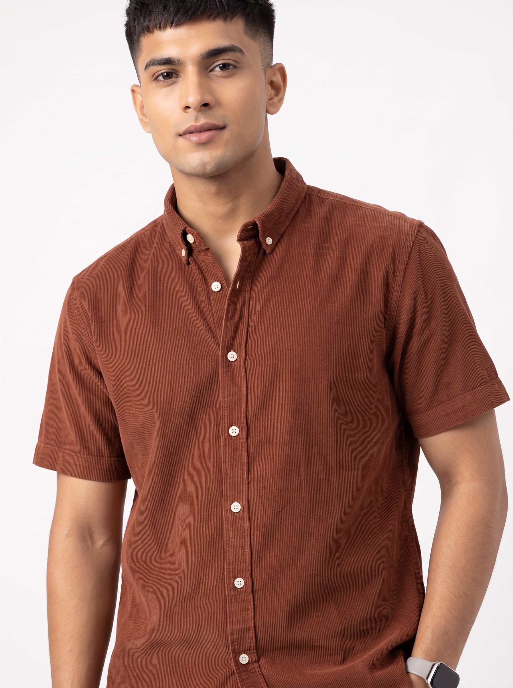 ZYLOFT Men's Premium Corduroy Half Sleeve Shirt | Casual Shirt