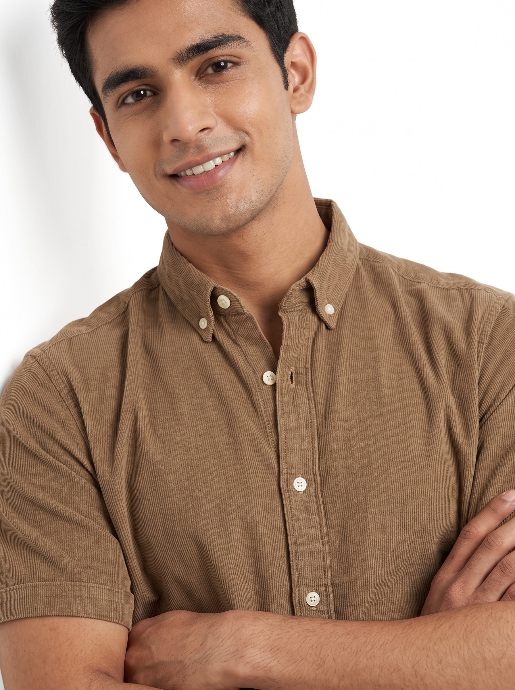ZYLOFT Men's Premium Corduroy Half Sleeve Shirt | Casual Shirt